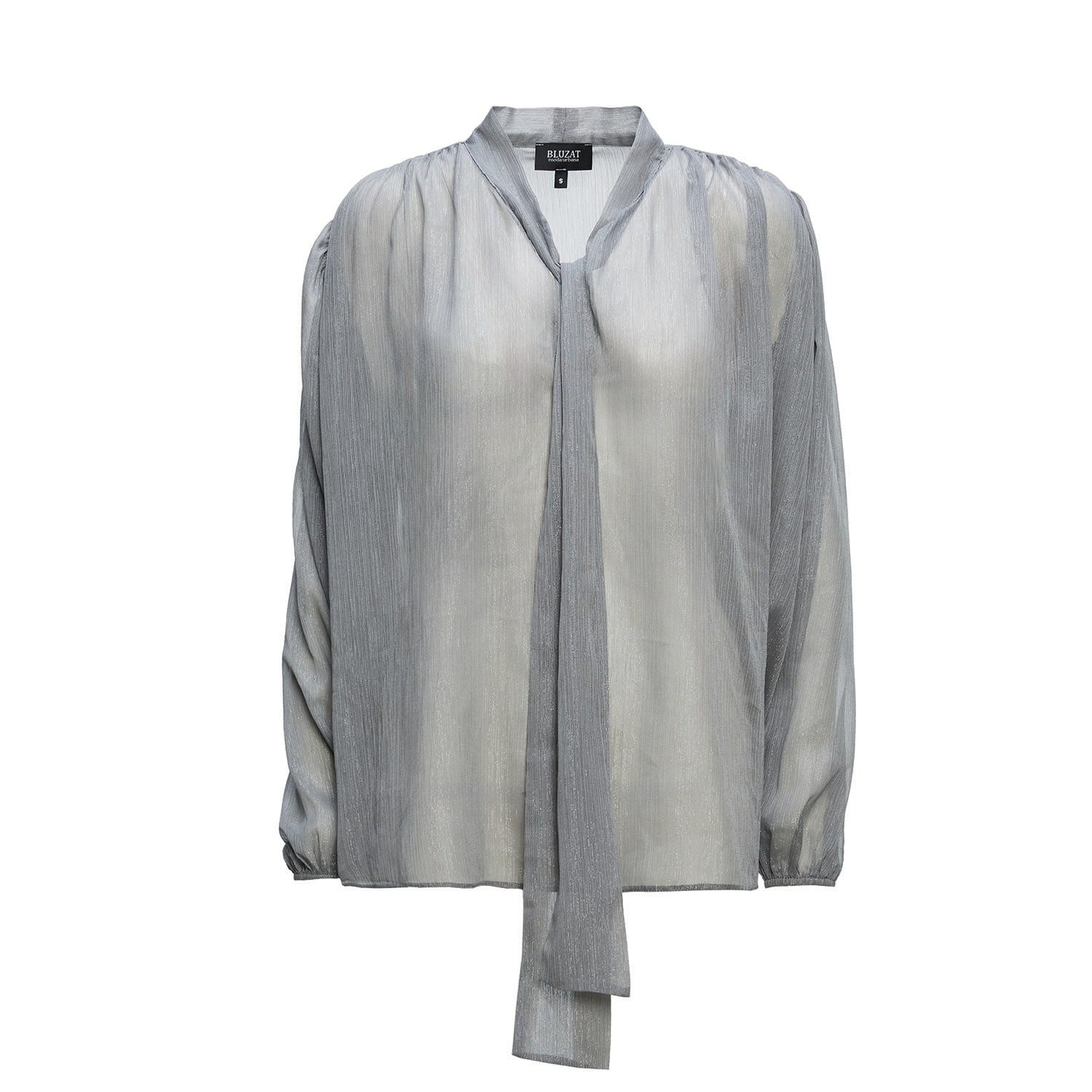Bluzat Women's Grey Blouse With Inserts And Scarves In Grey