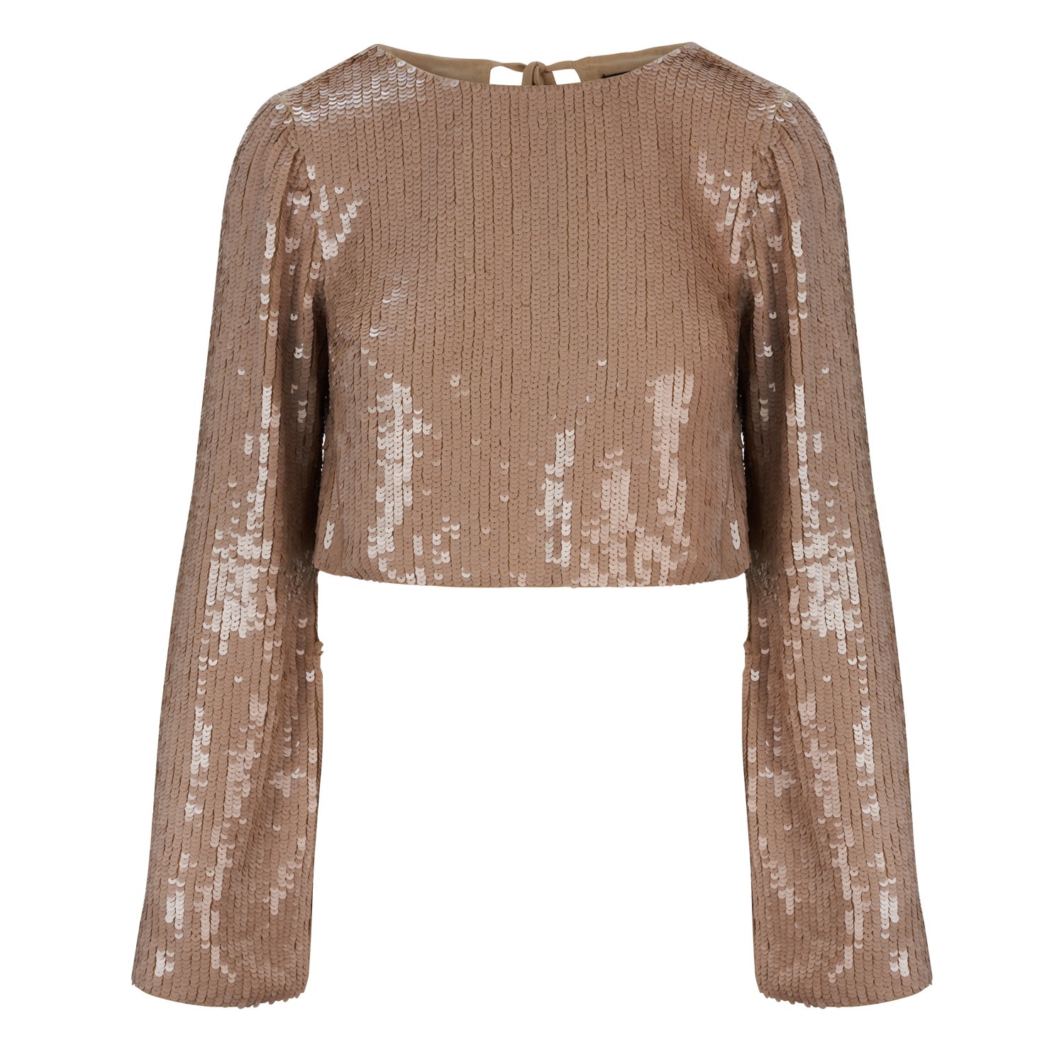 Raevynn Women's Neutrals Gemini Top In Latte Sequins