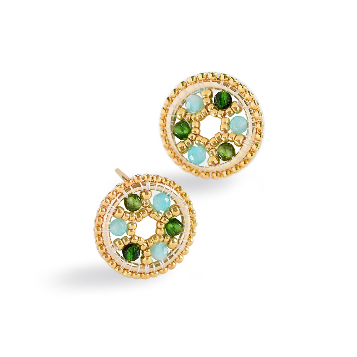 Eden + Elie Women's Blue / Green Celestia Prism Circle Earrings - Amazonite + Chrome Diopside In Multi