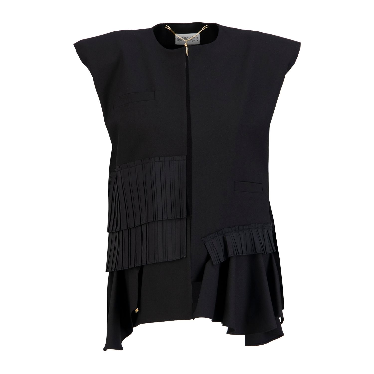 Ma Mulier Women's Black Pleat Detailed Design Vest In Black