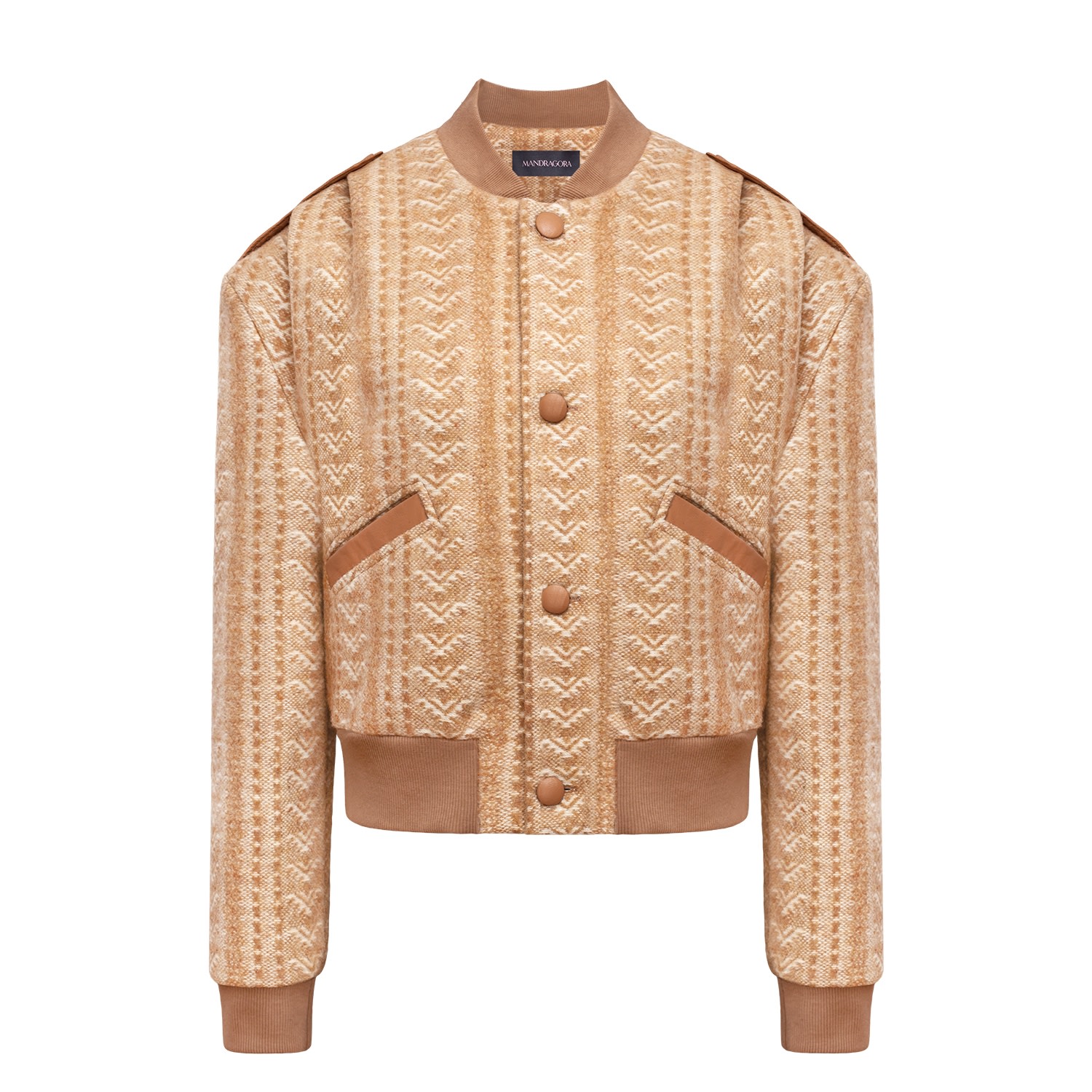 Mandragora Women's Brown Ira Wool Bomber Jacket In Carmel Patterns In Brown