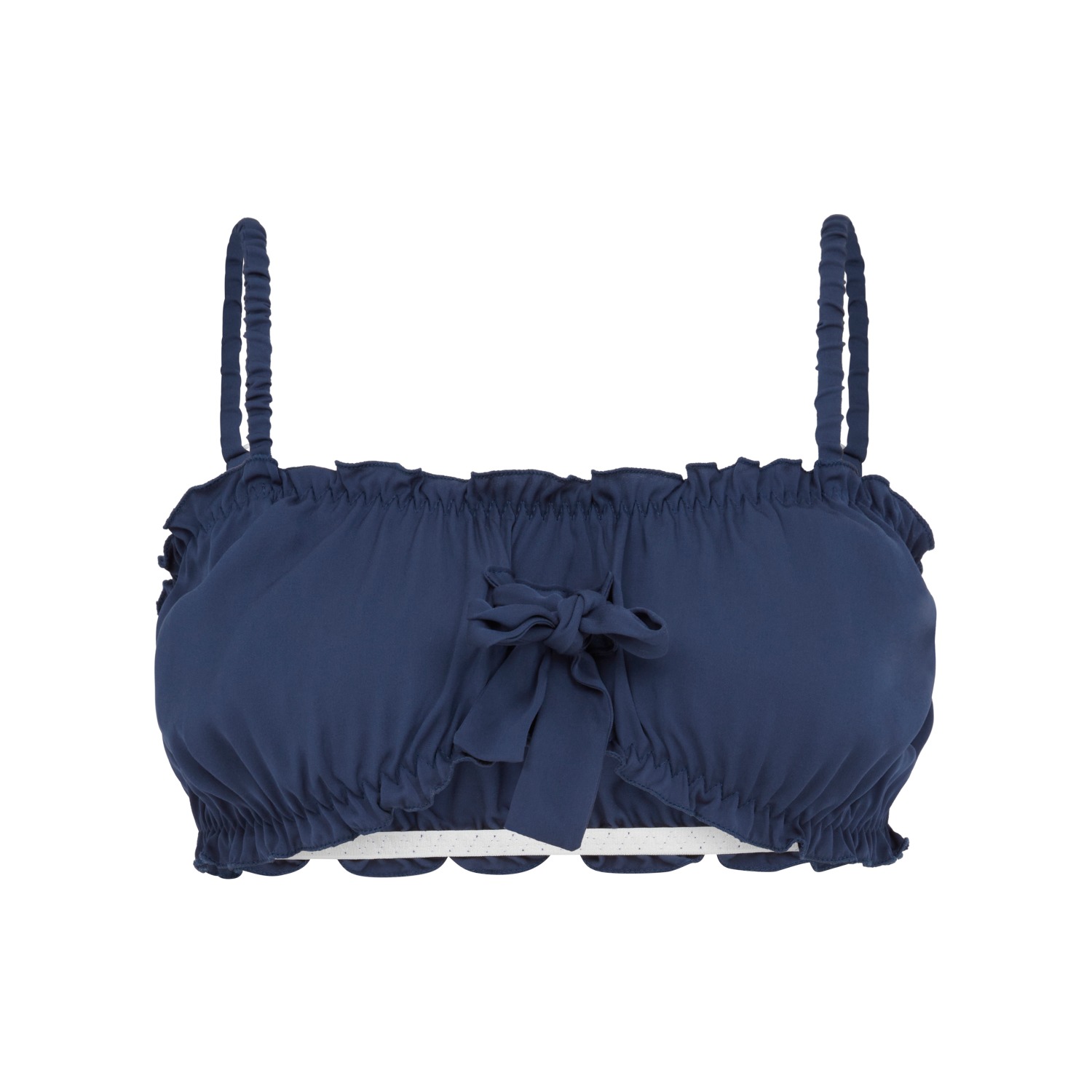 Honey Ruffled Silk Bralette - Blue, Après-midi