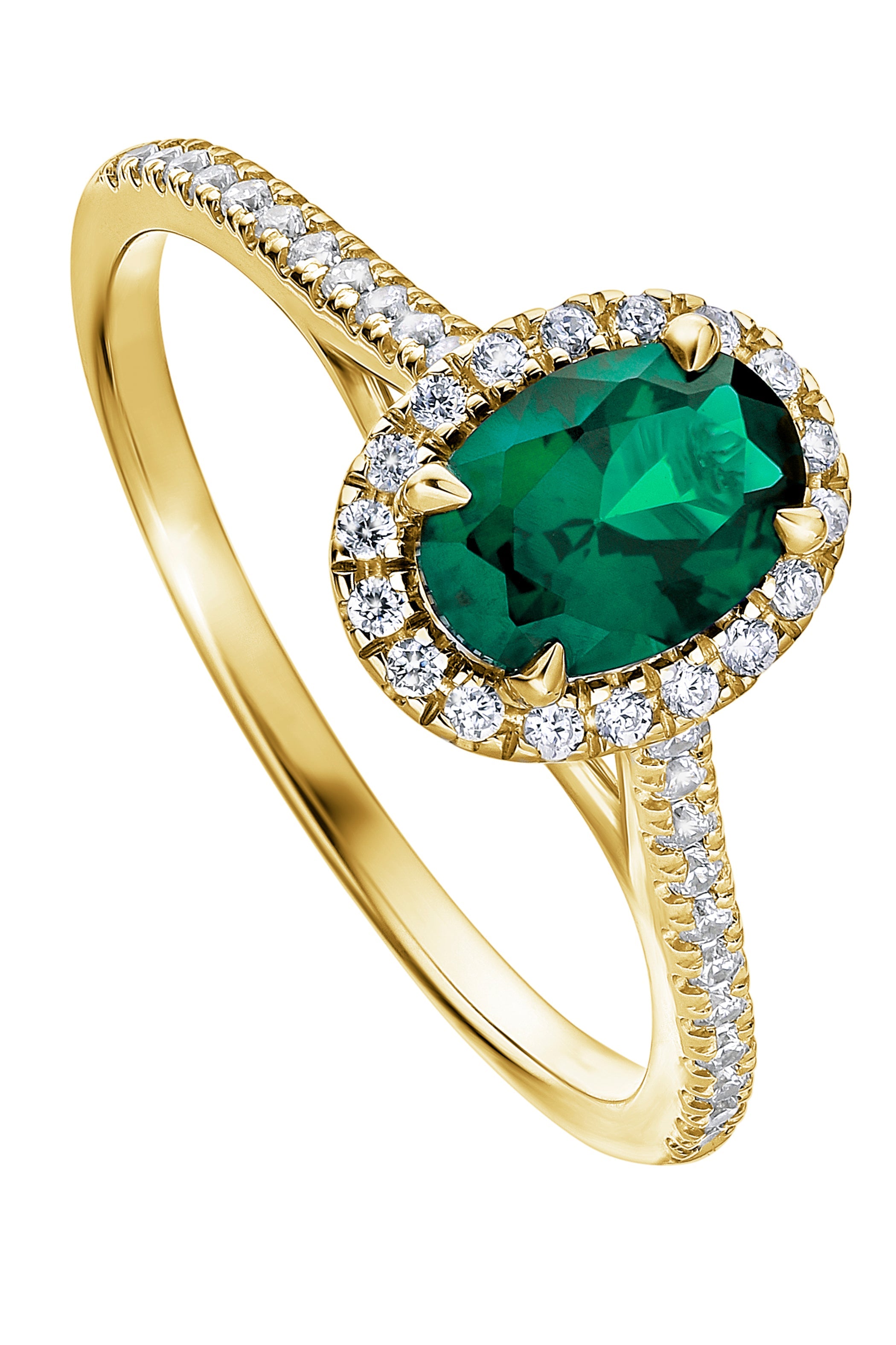 Women’s Gold / Green Rosalind Yellow Gold Lab Grown Diamond & Created Emerald Ring Created Brilliance