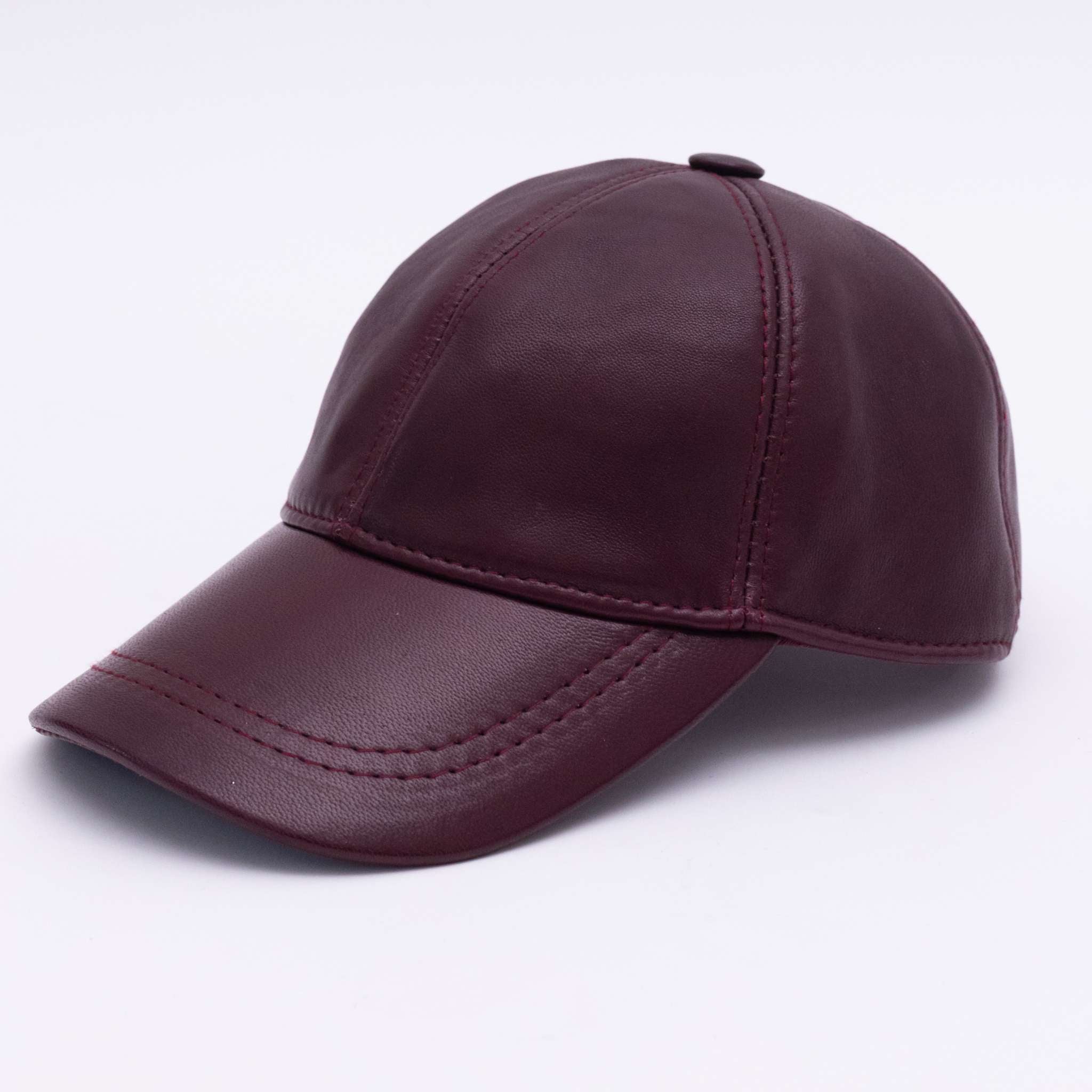 Women’s Red Unisex Genuine Leather Cap In Burgundy 56Cm The Taylor Clothing