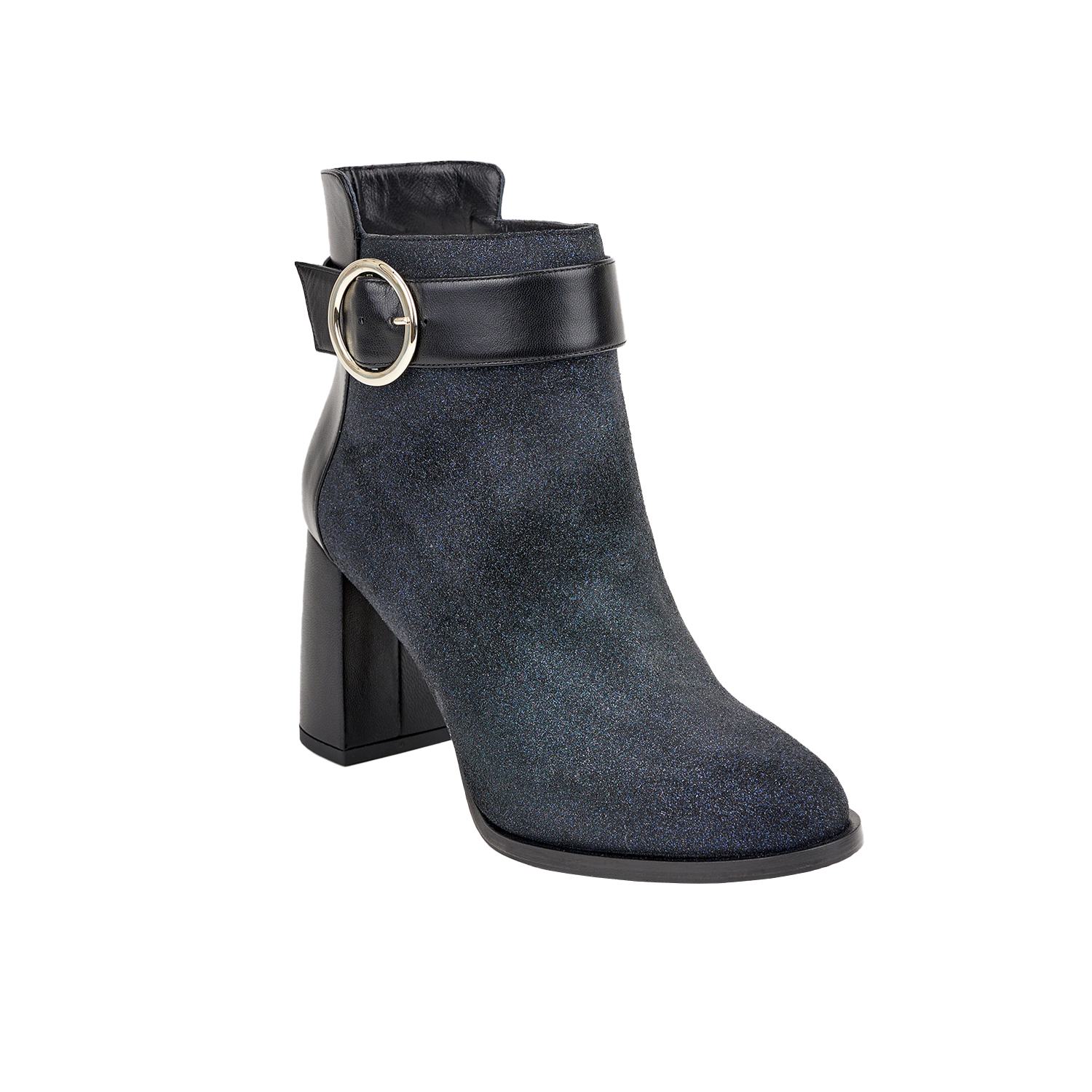 Moon D'elle Women's Black / Silver Pandia Ankle Boots In Dark Galassia In Blue