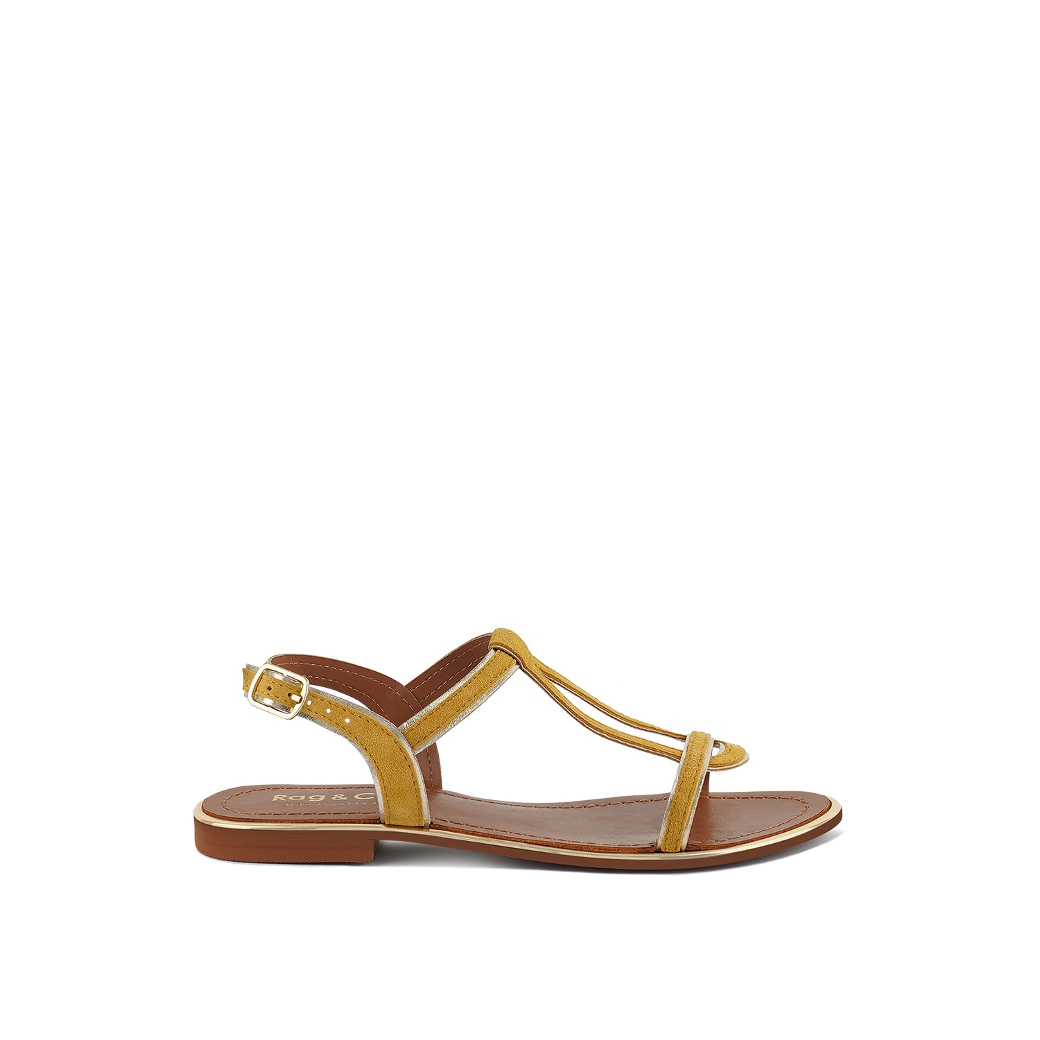 Rag & Co Women's Yellow / Orange Feodora Yellow Flat Slip-on Sandals In Brown