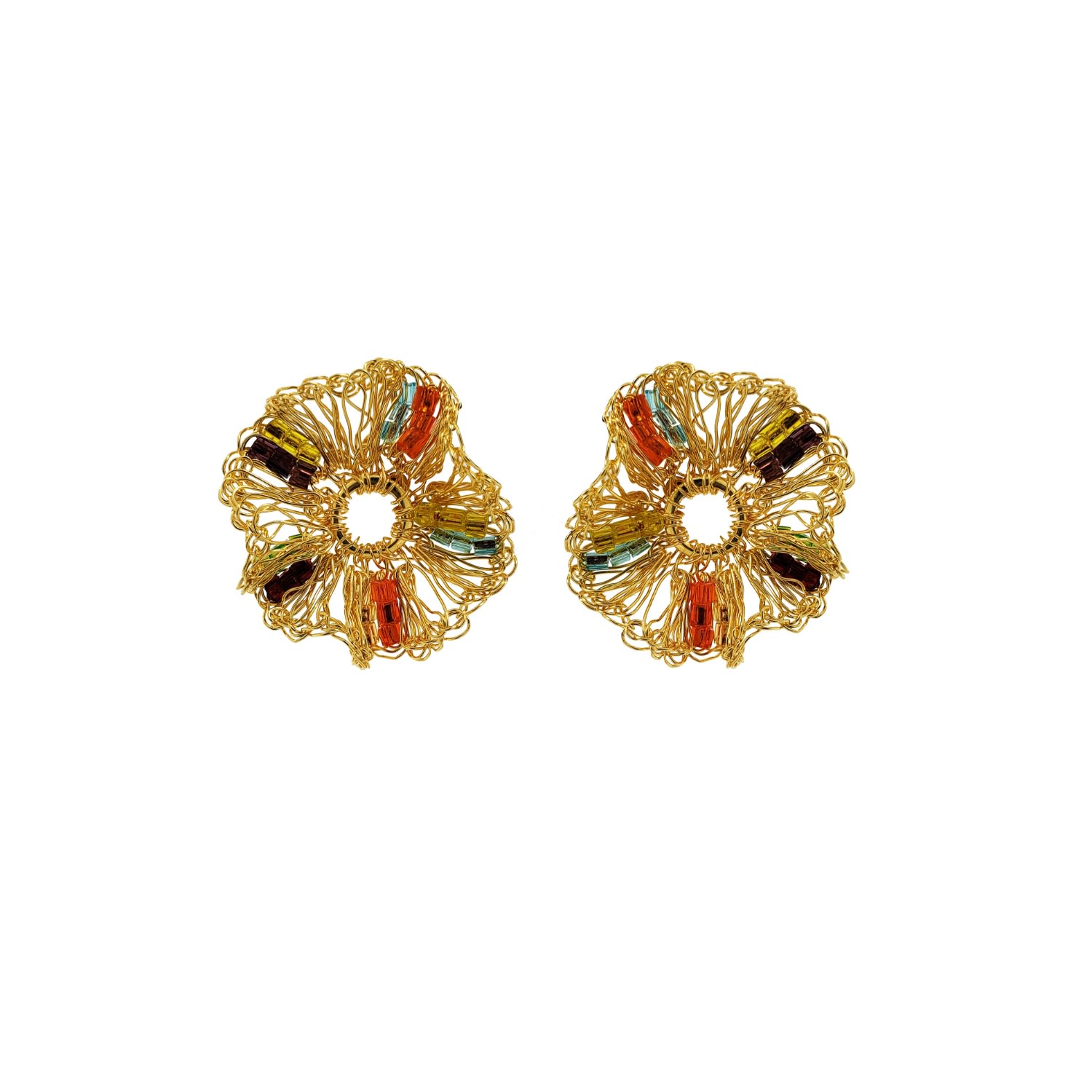 Lavish By Tricia Milaneze Women's Multi & Gold Gaia Post Handmade Crochet Earrings