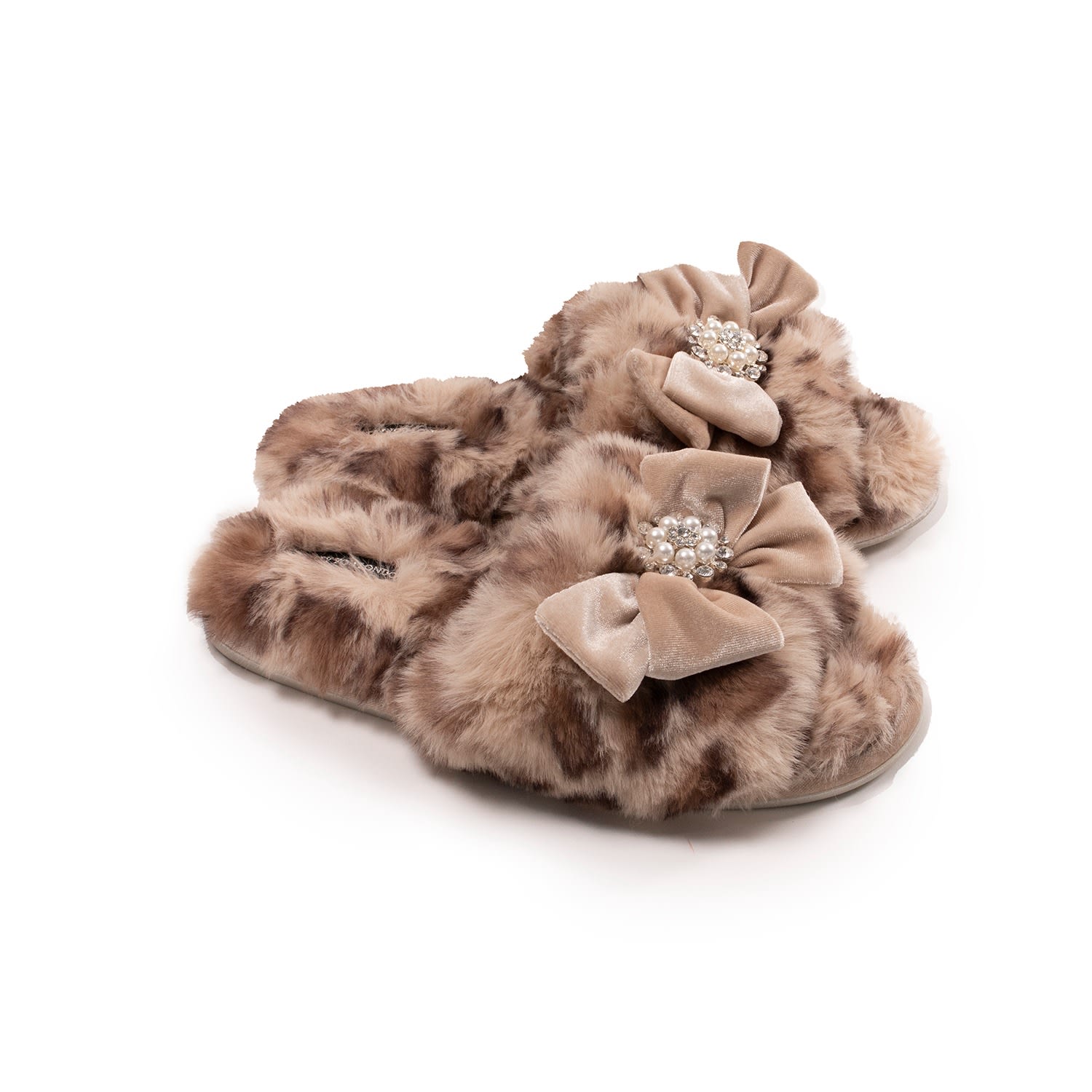 Pretty You Women's Anya Slider Slipper With Diamante In Leopard