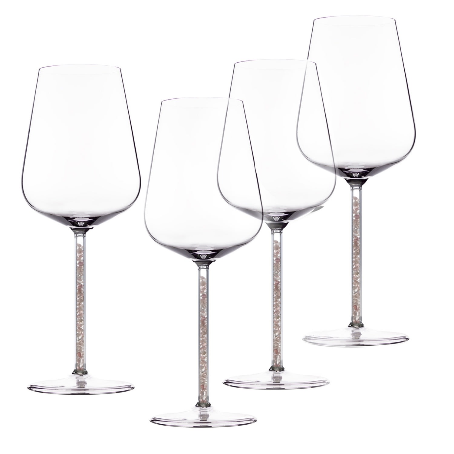 Pink / Purple Rose Quartz Crystal Stemmed Wine Glasses - Four Piece Greatfool