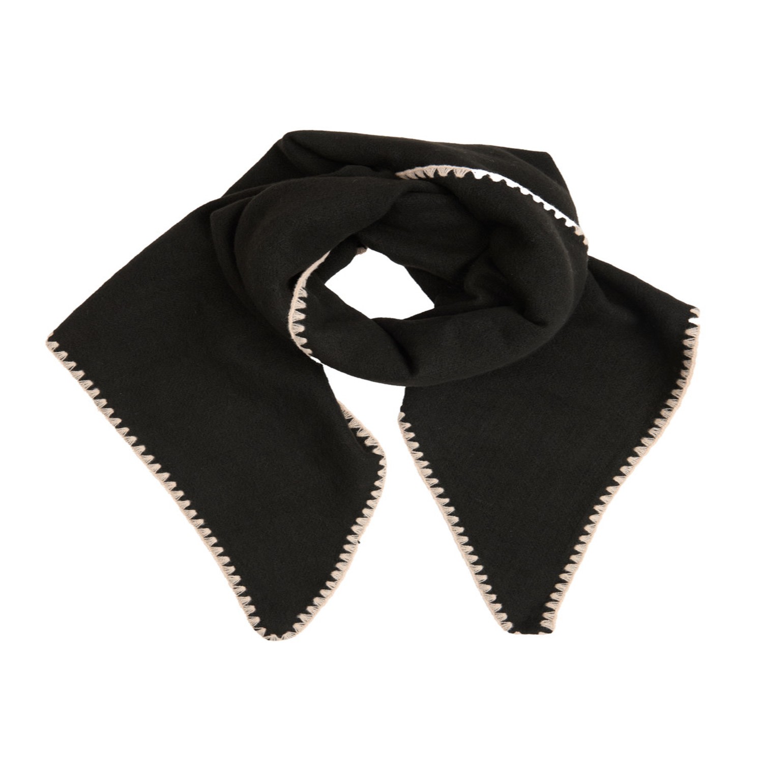 Saachi Women's Knitted Triangle Black Shawl Wrap