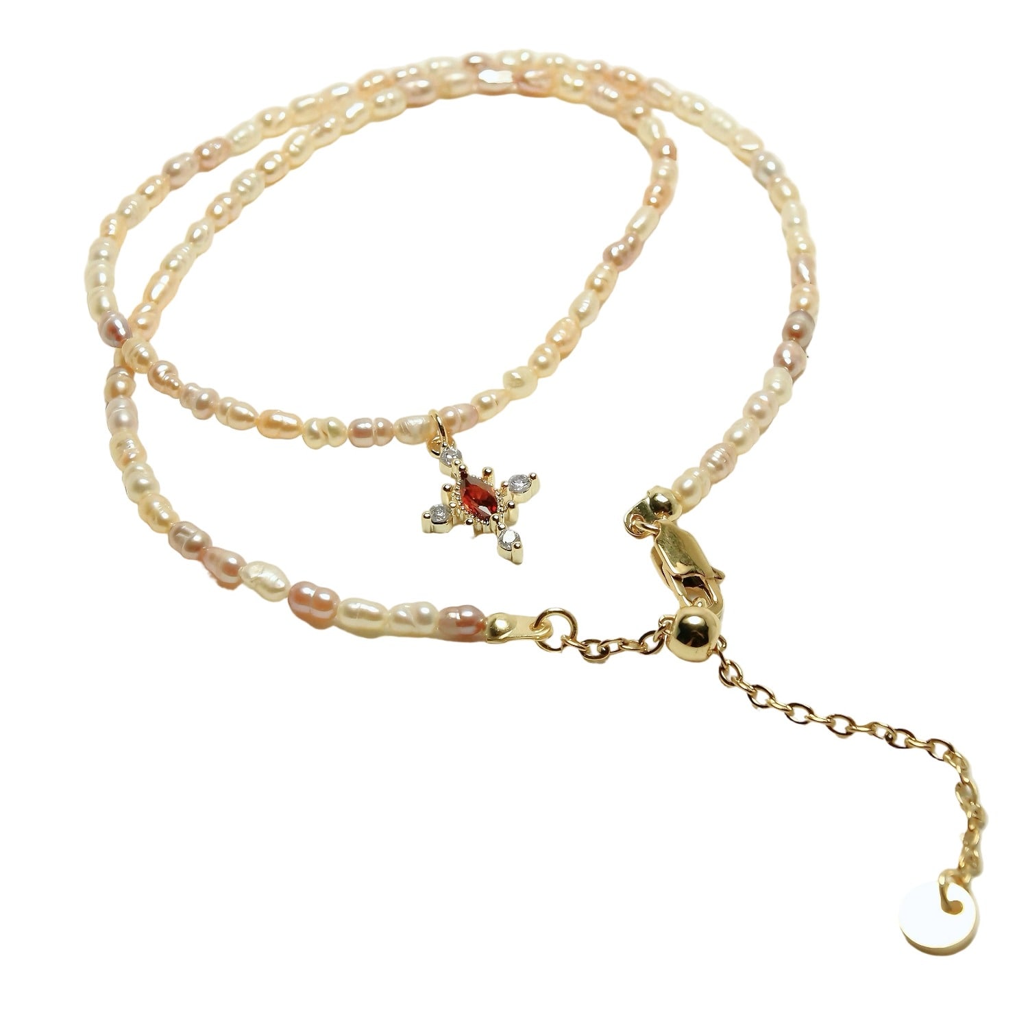 Ninemoo Women's Purple Crimson Cross Pearl Necklace In Purple