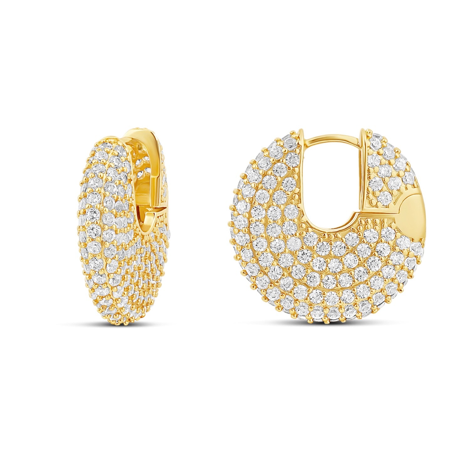 Shymi Women's Pave Button Earrings - Gold In Gold
