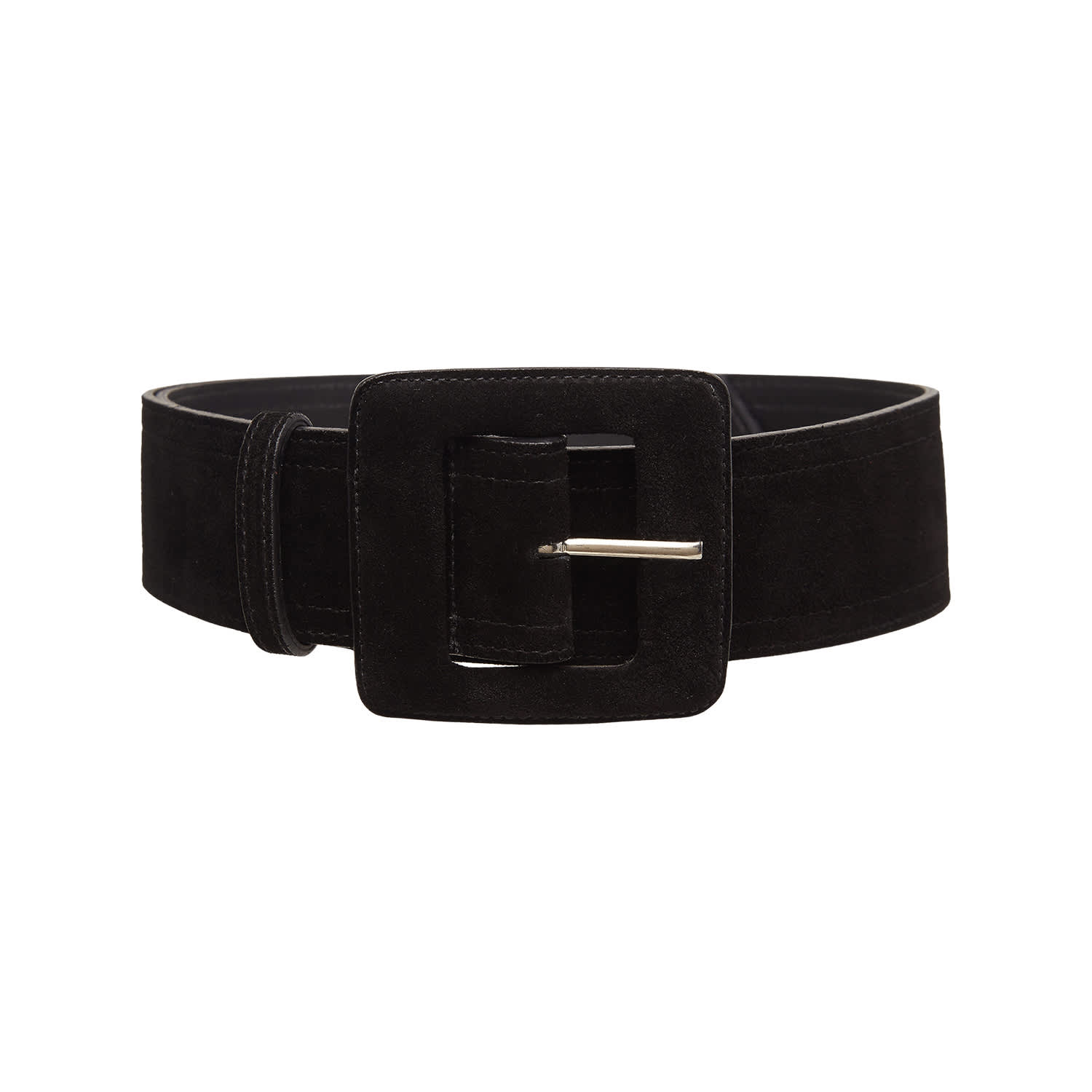 Suede Square Buckle Belt - Black | BeltBe | Wolf & Badger