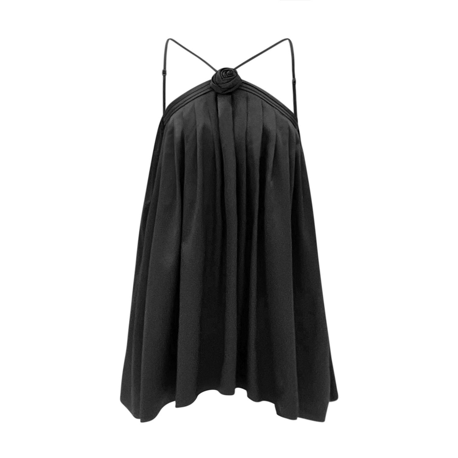 Nuaje Nuaje Women's Lily Rosette Silk Mini Dress In Black In Black