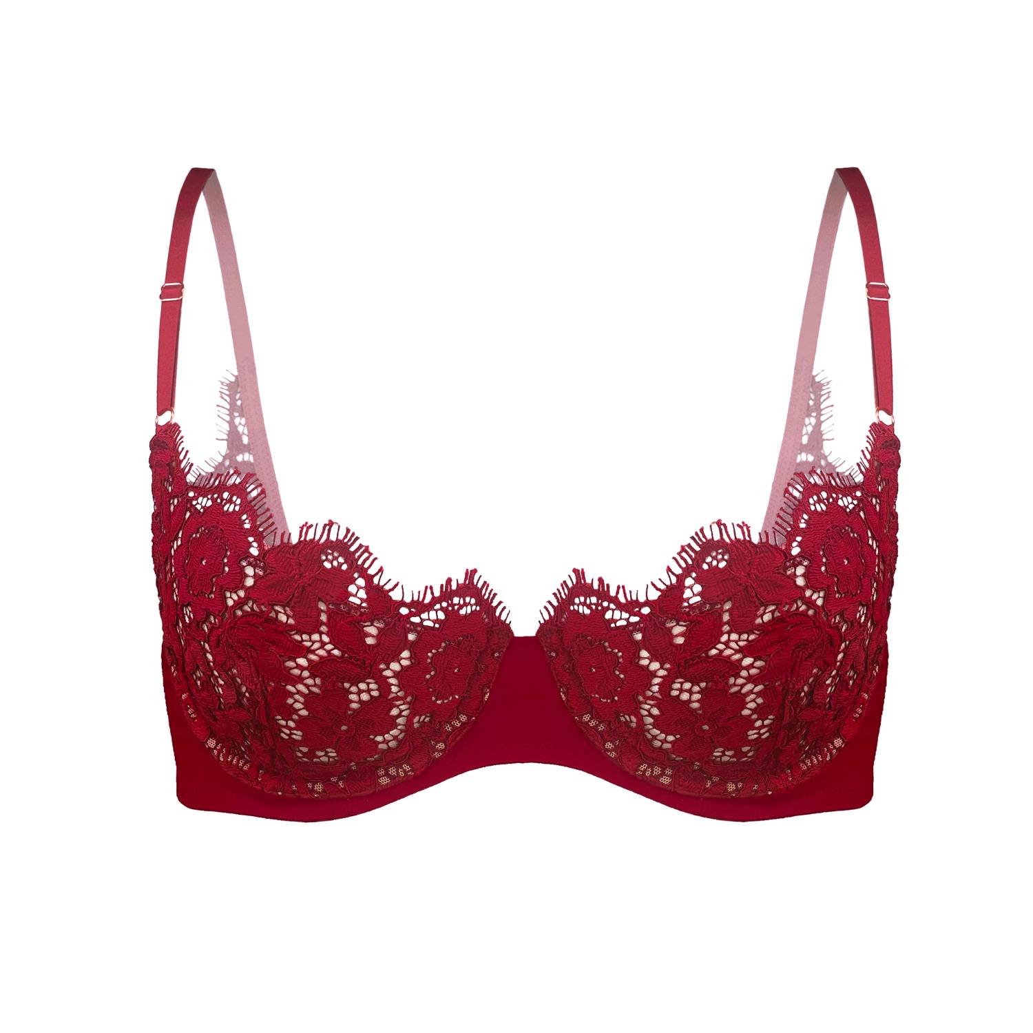 Women’s Red Frisson Scoop Demi Bra Bloodstone 38B Monique Morin Lingerie