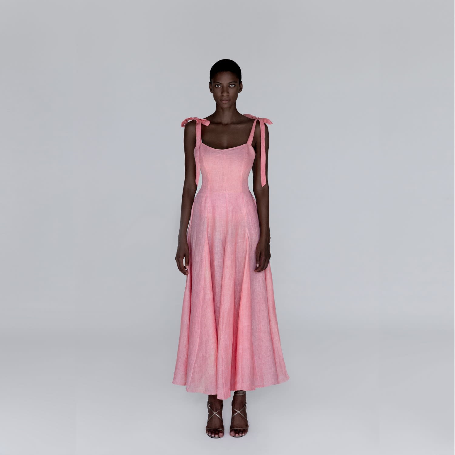 linen dress pink Elizabeth The unique double wrap design provides a flattering silhouette Carve Designs Women's Lark Linen