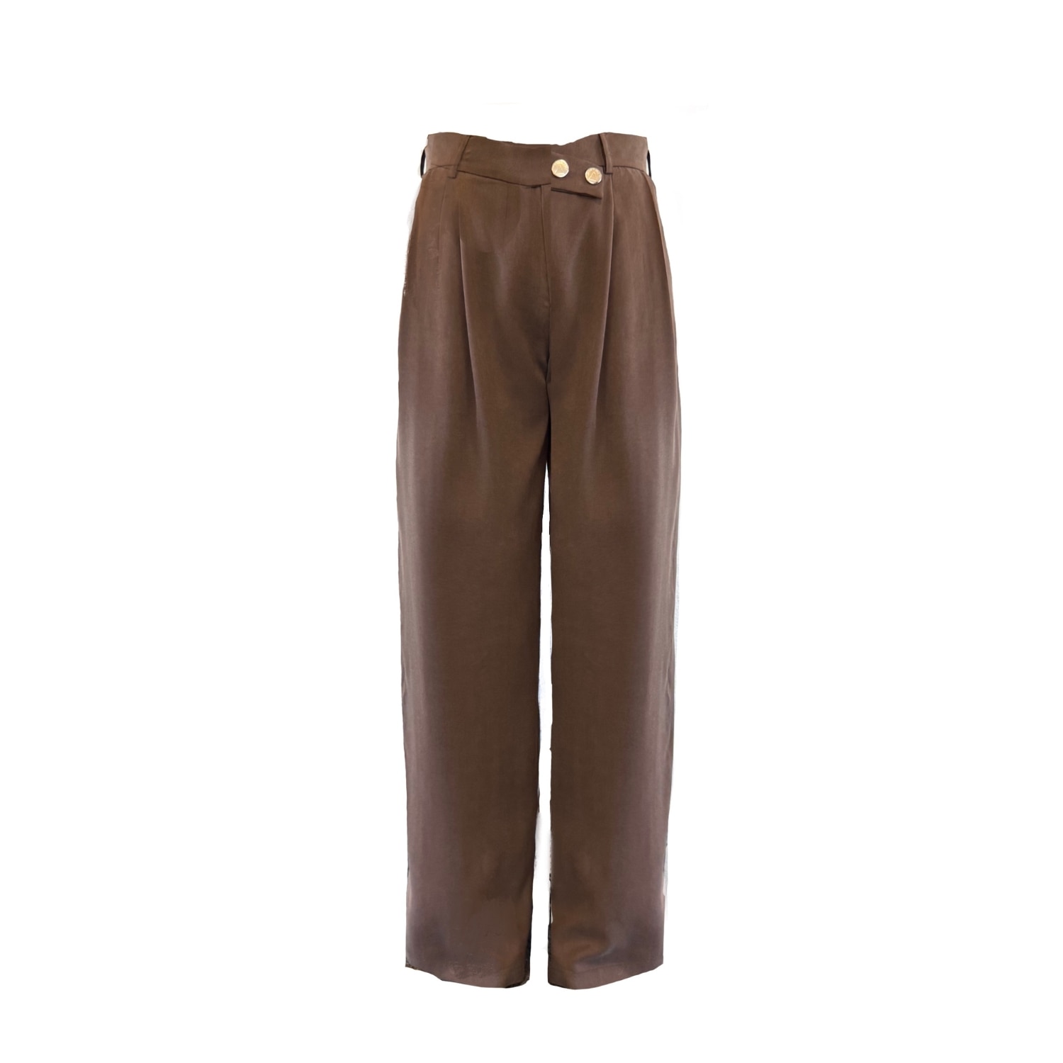 Mirimalist Women's Loose Brown Maxi Pants In Animal Print