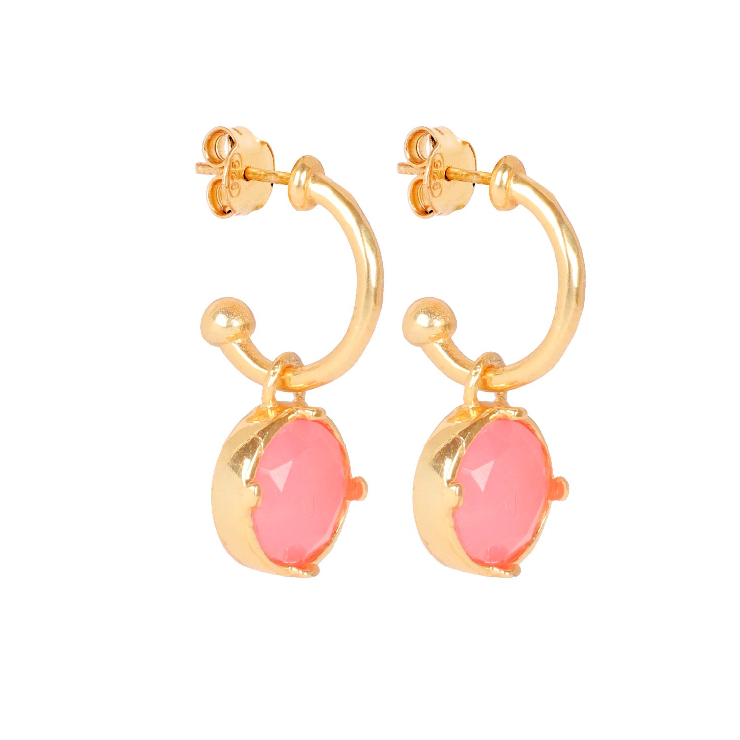 Lila Rasa Women's Pink / Purple / Gold Blushing Pink Crystal Hoop Earrings
