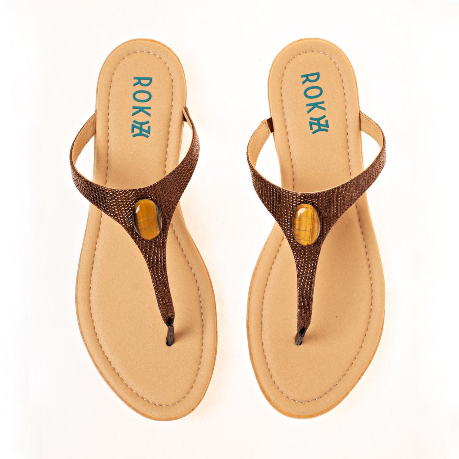 Rokhz Women's Brown 12:12 Chocolate Serpentine With Tiger Eye