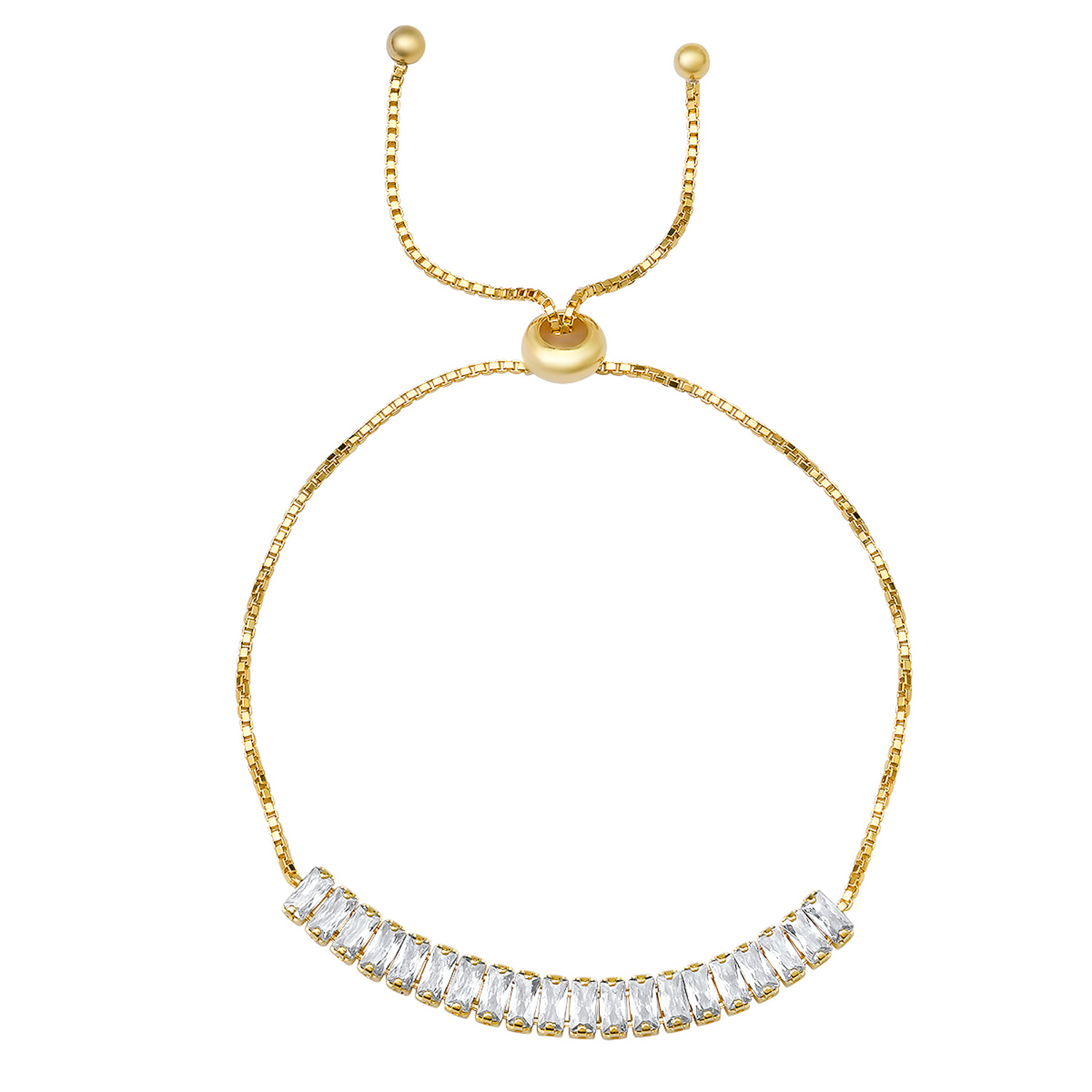 Kylie Harper Women's Gold Petite Baguette-cut Diamond Cz Adjustable Bracelet