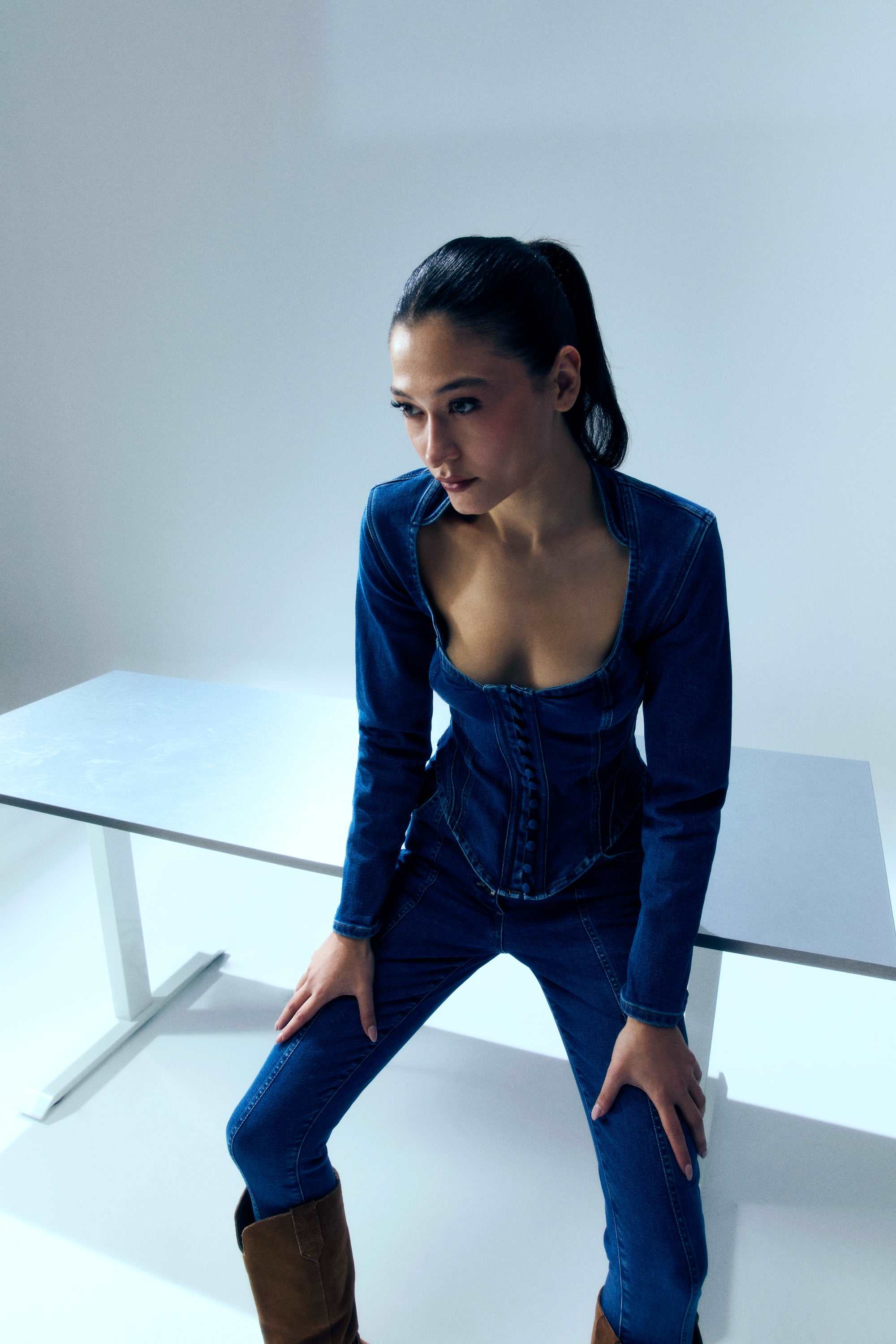 Your Itch Corset Denim Corset Top | PCFG | Wolf & Badger