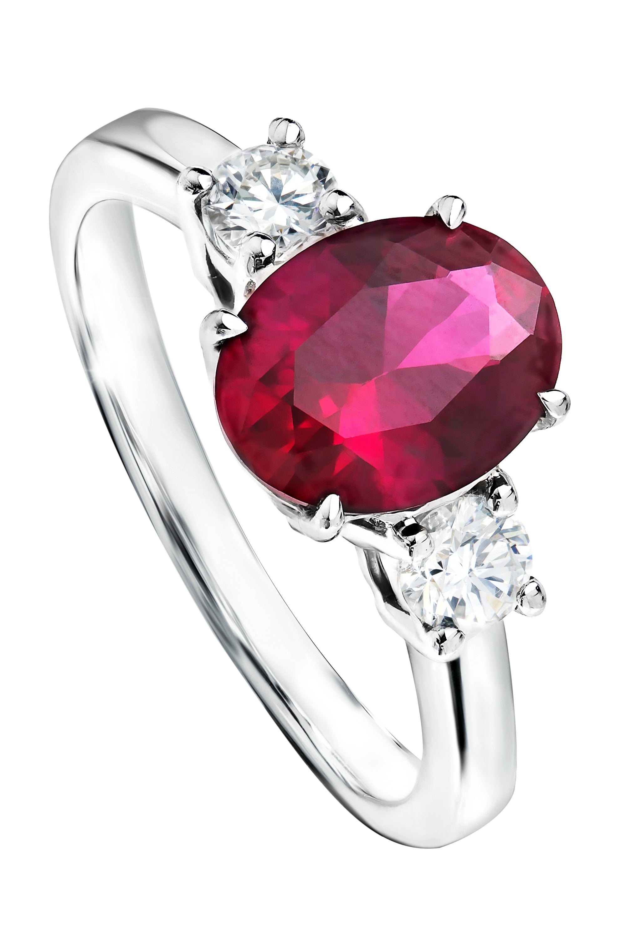 Women’s Silver Ellison White Gold Lab Grown Diamond & Created Ruby Ring Created Brilliance