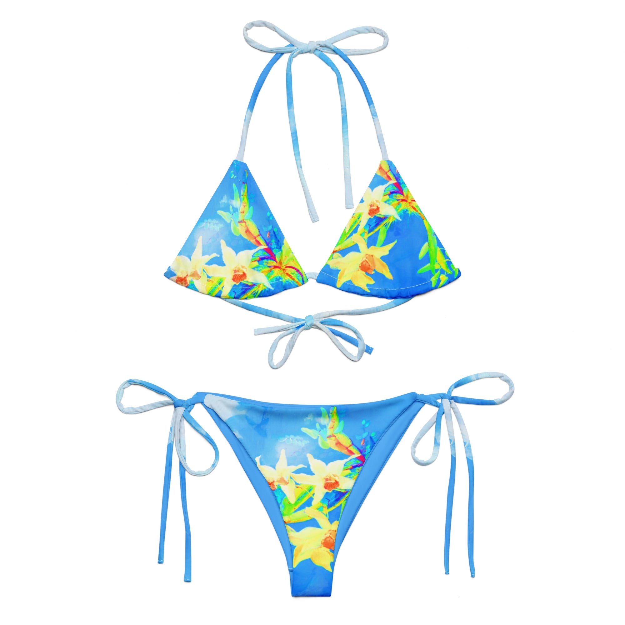 Formula S7 Women's Blue Neon Blooms Recycled String Bikini