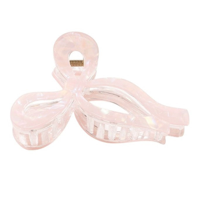 Gold Trip Women's Pink Pearlescent Blush Bow Claw Clip In Pink