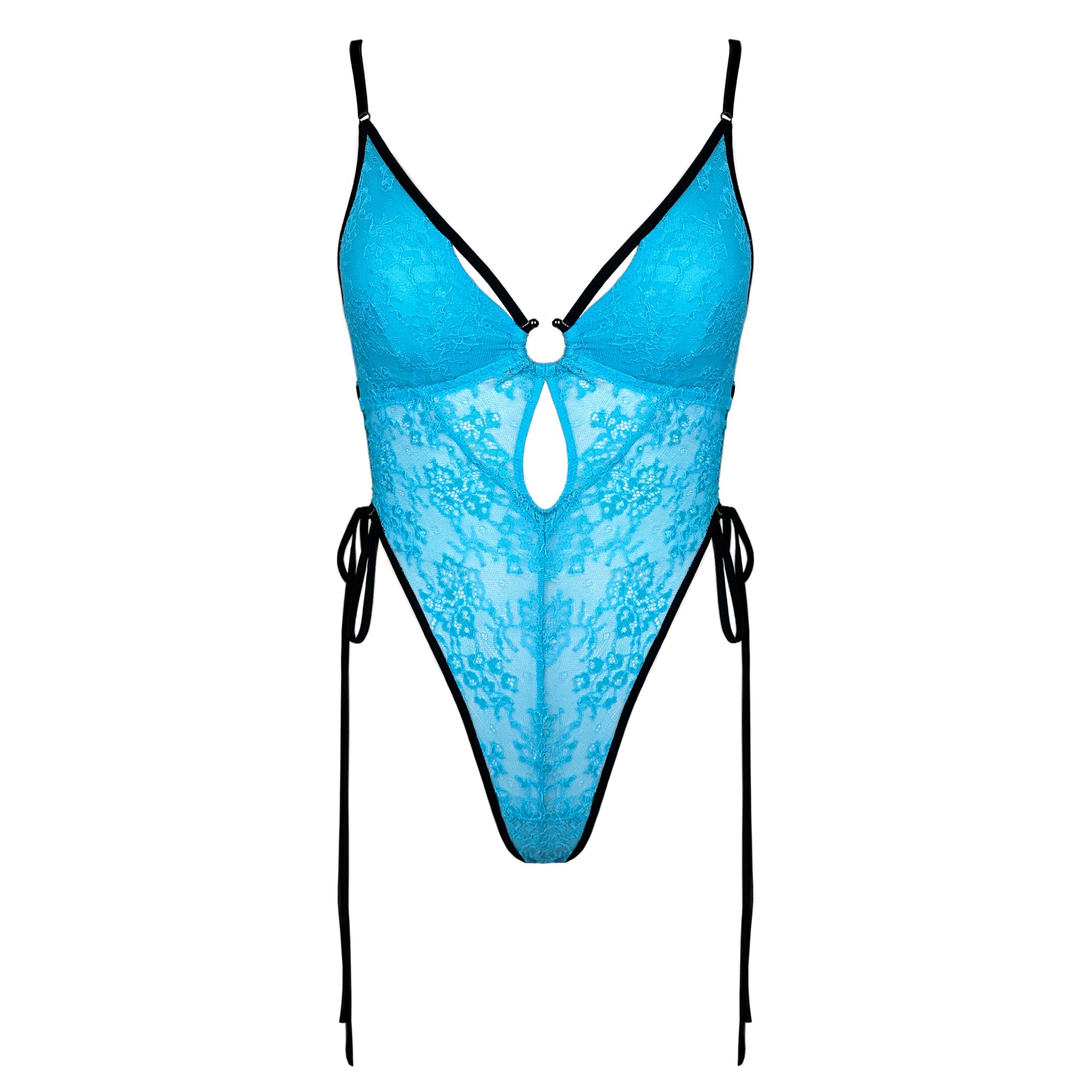 Monique Morin Lingerie Women's Amphitrite Side Tie Bodysuit Blue Flame