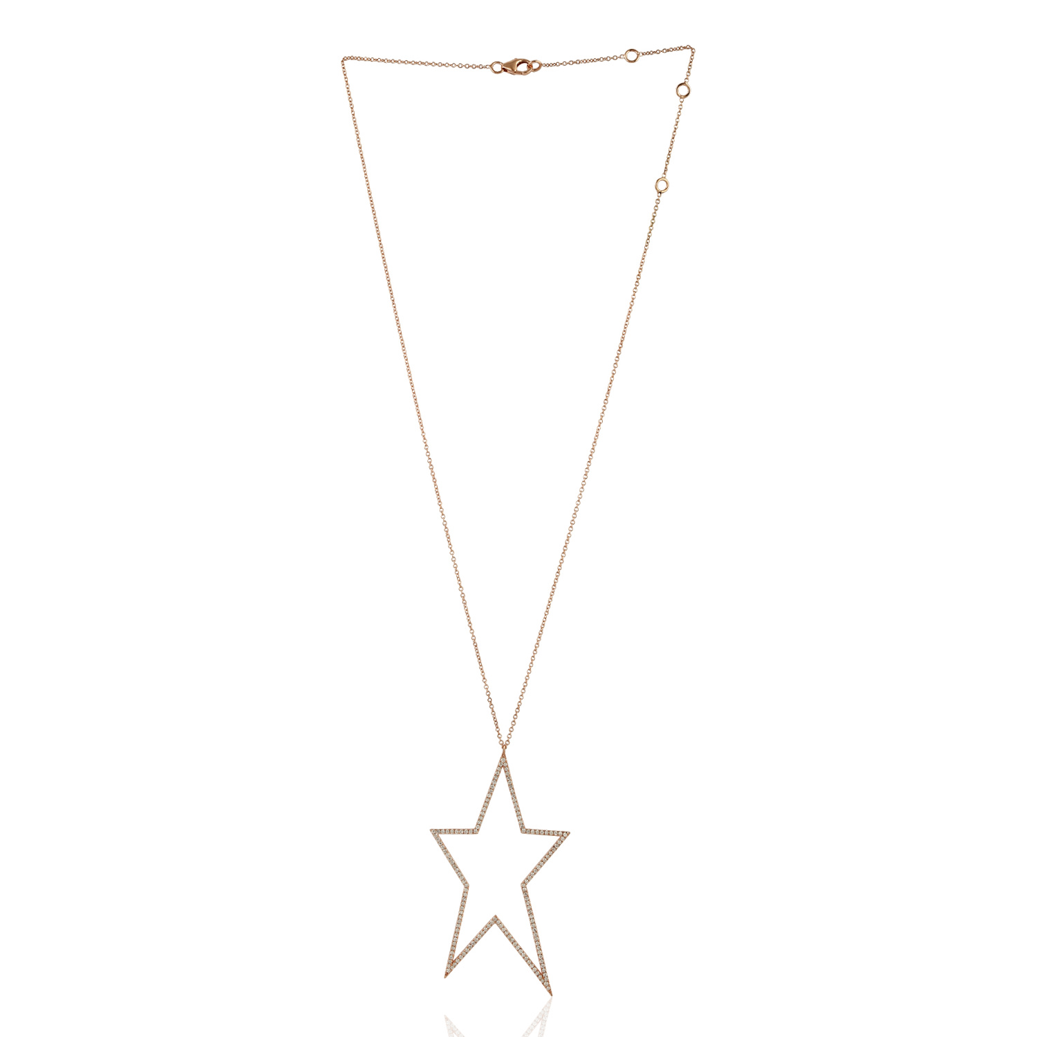 Artisan Women's White / Rose Gold Natural Diamond Star Choker Necklace In 14k Rose Gold