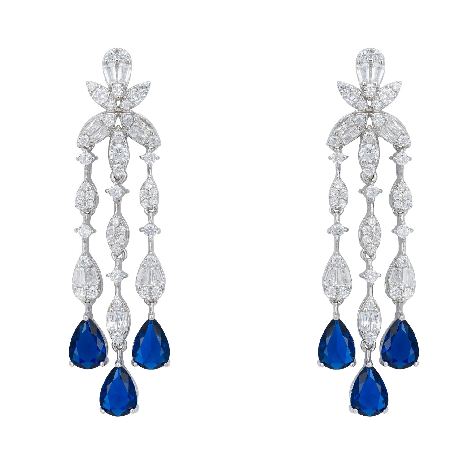 LATELITA WOMEN'S BLUE / SILVER / WHITE DUCHESS SAPPHIRE DROP EARRINGS SILVER