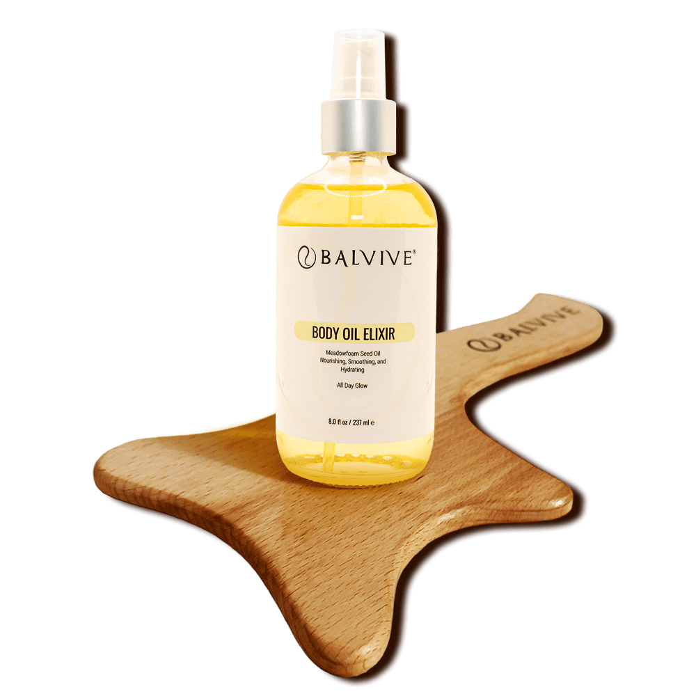 Balvive Gold Body Oil Elixir And Lymphatic Drainage Tool Bundle
