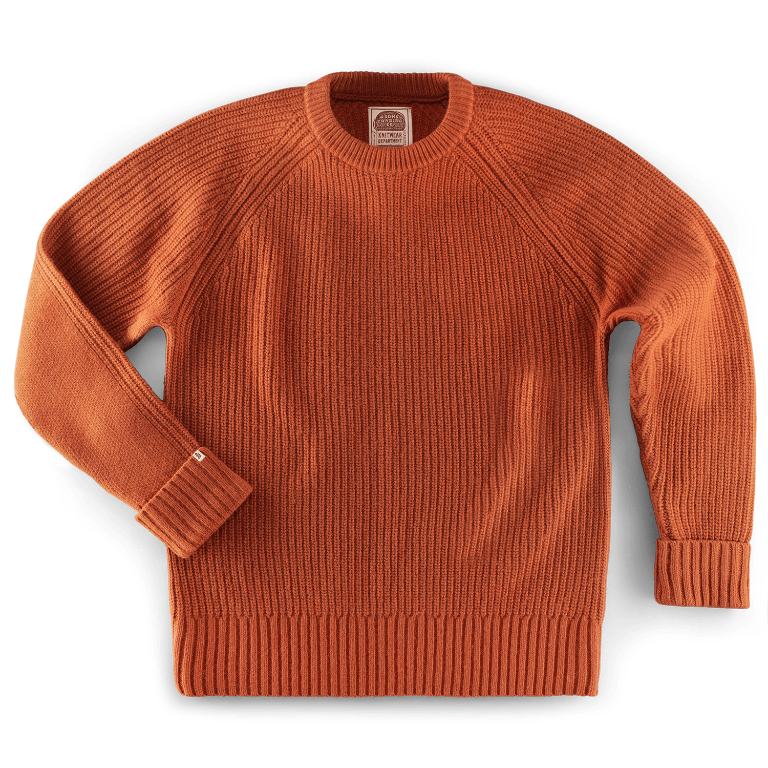 &sons Trading Co Men's Yellow / Orange Abel Ribbed Crew Neck Burnt Orange In Yellow/orange