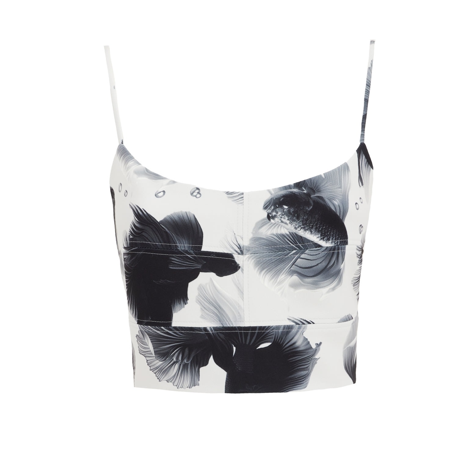 Julia Allert Women's Fashion Printed  Crop Cami Top White In White