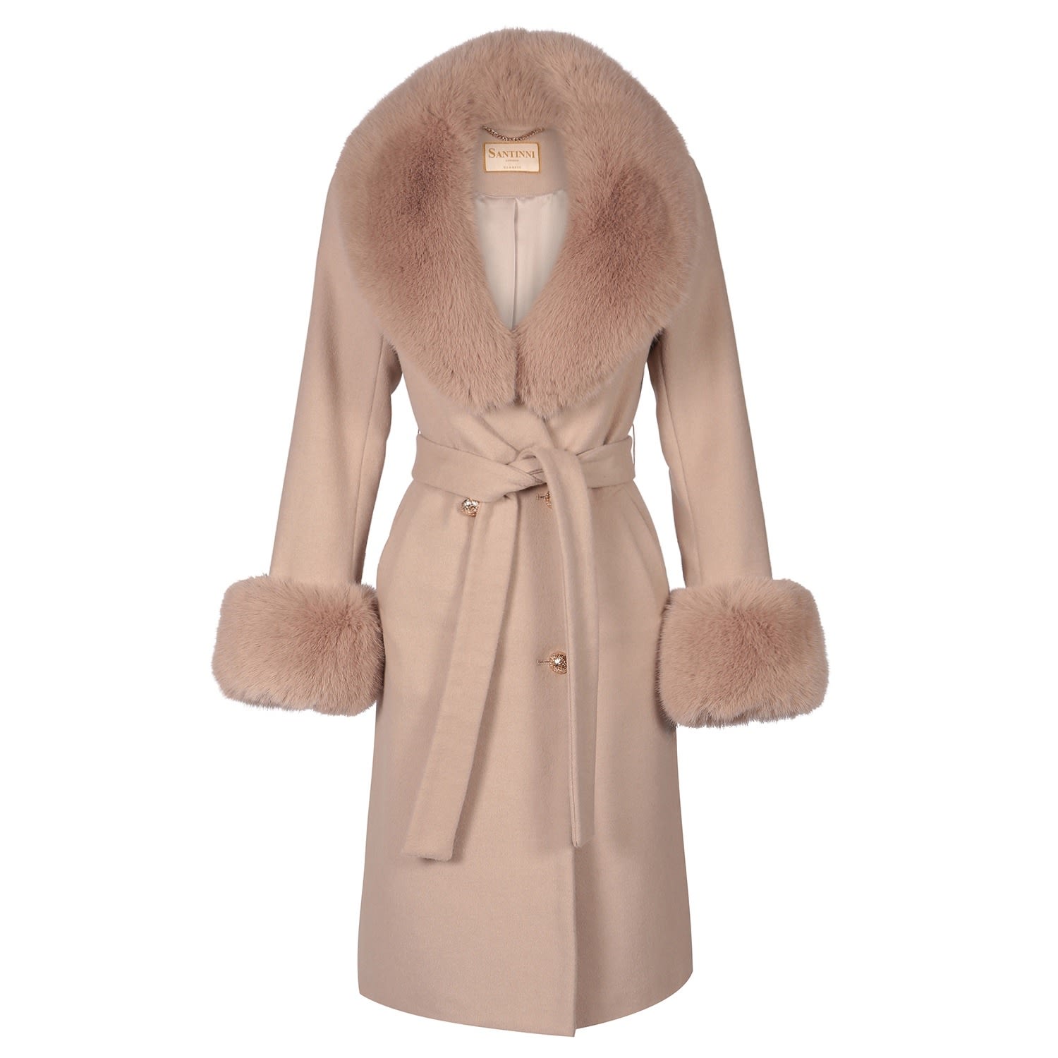Santinni Women's Grey 'marlene' 100% Cashmere & Wool Coat In Grigio In Grey