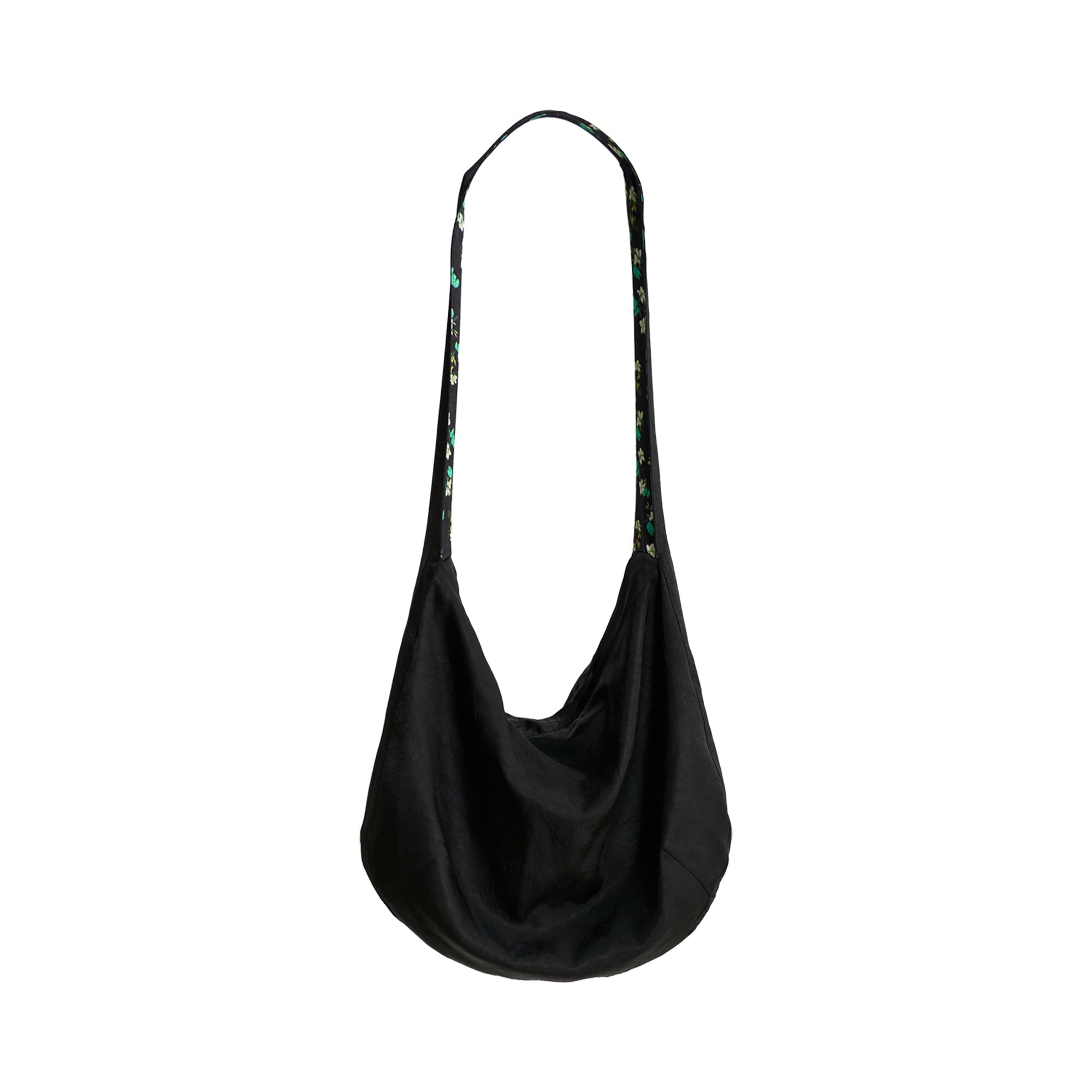 Women's Beach Blossom Hobo Crossbody Bag - Black | Lost Pattern Nyc