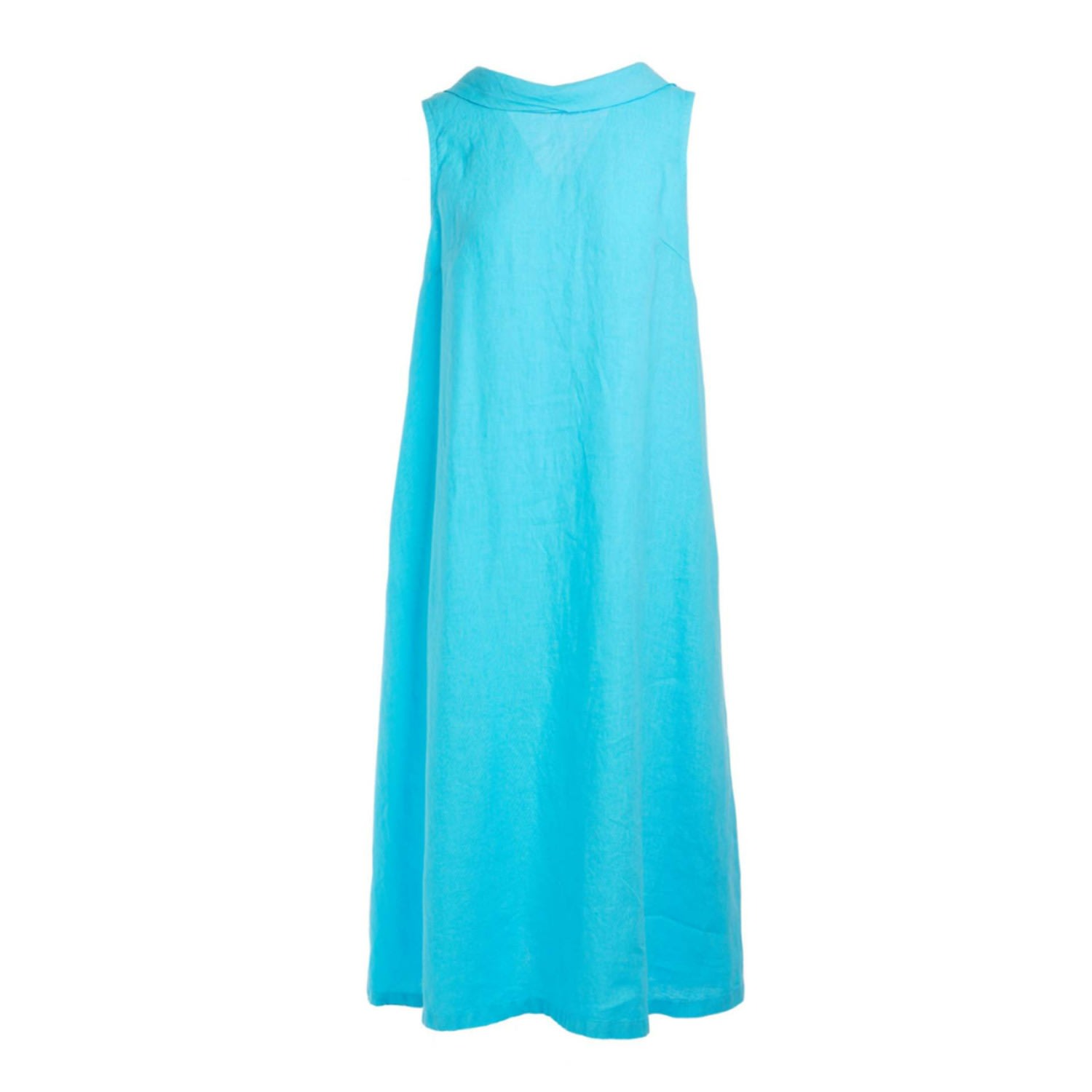 Haris Cotton Women's Midi Back Tie Linen Dress - Zanteblue In Blue