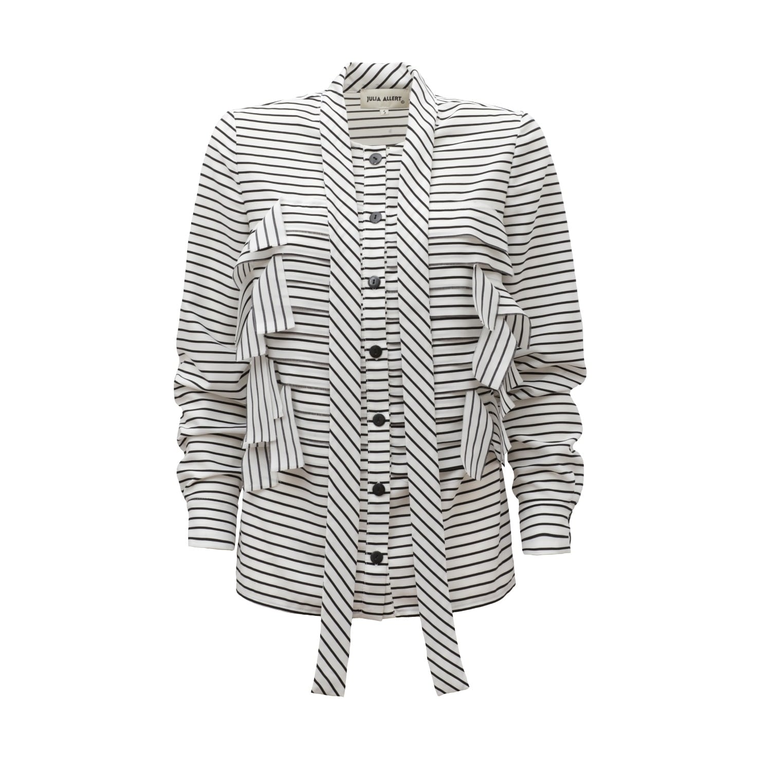 Julia Allert Women's Black / White Designer Striped Thin Viscose Shirt