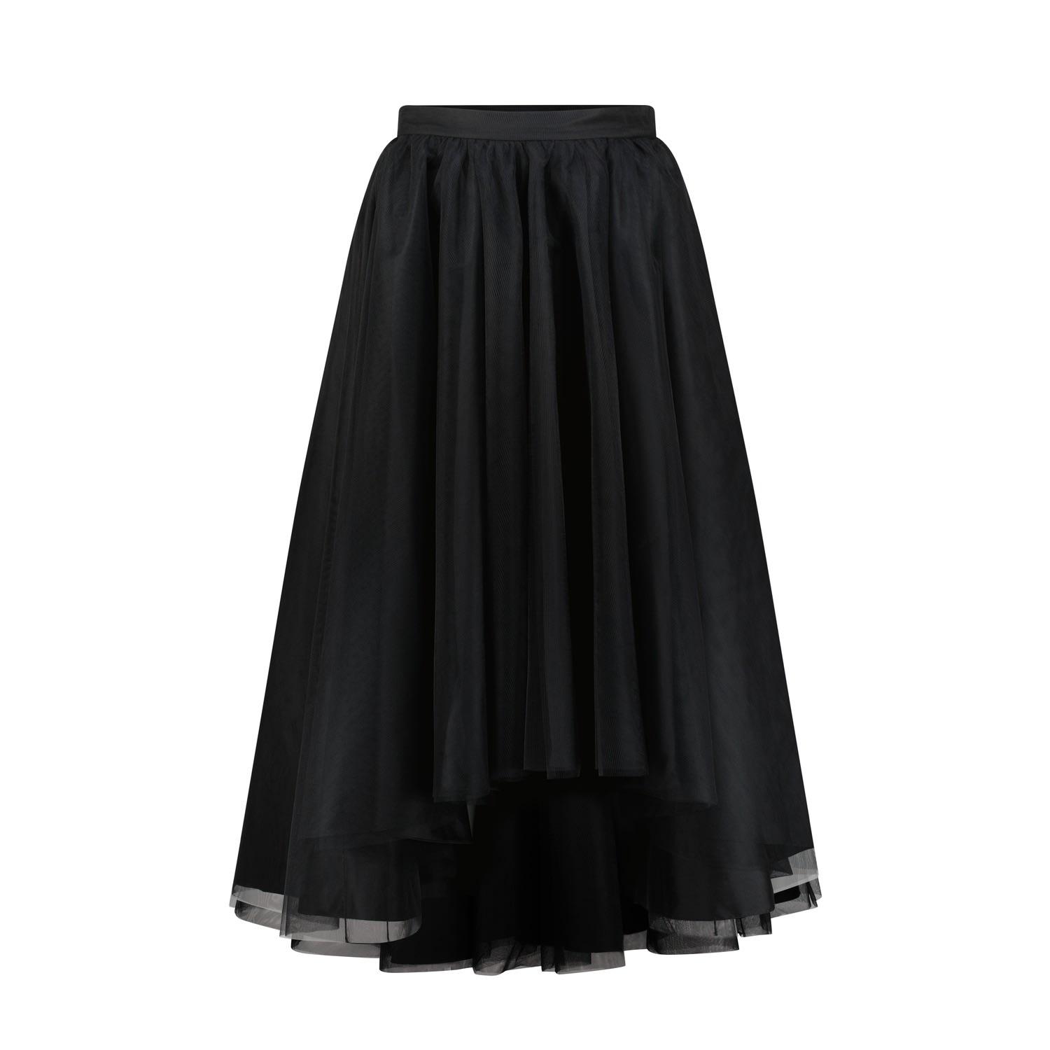 Azzalia Women's Layered Tulle Skirt With Raw Silk Lining In Black