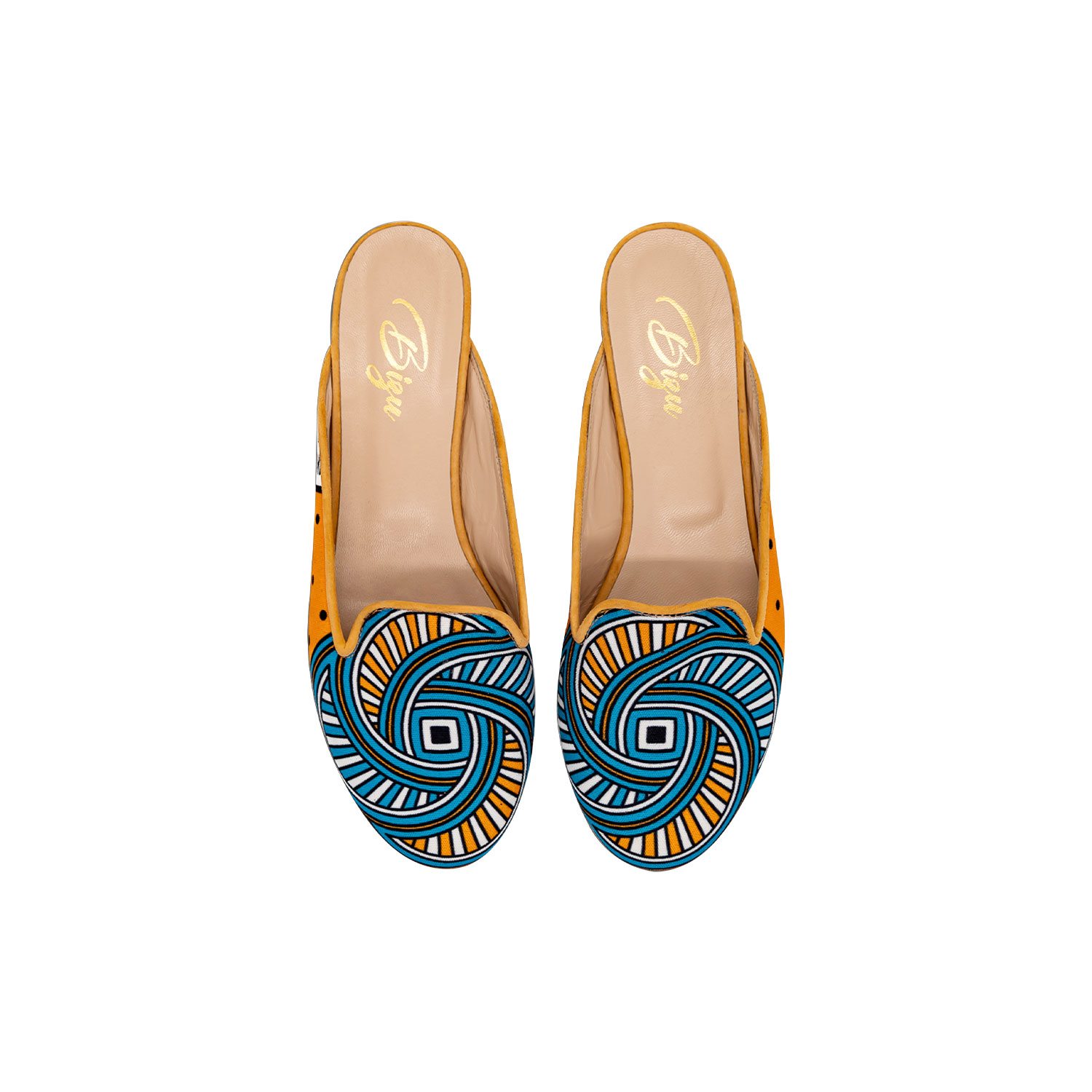 Bizu Women's Blue / Yellow / Orange Mule, Slip On - Orange & Turquoise Shoes, Made In Italy, Vortice In Yellow/orange/blue
