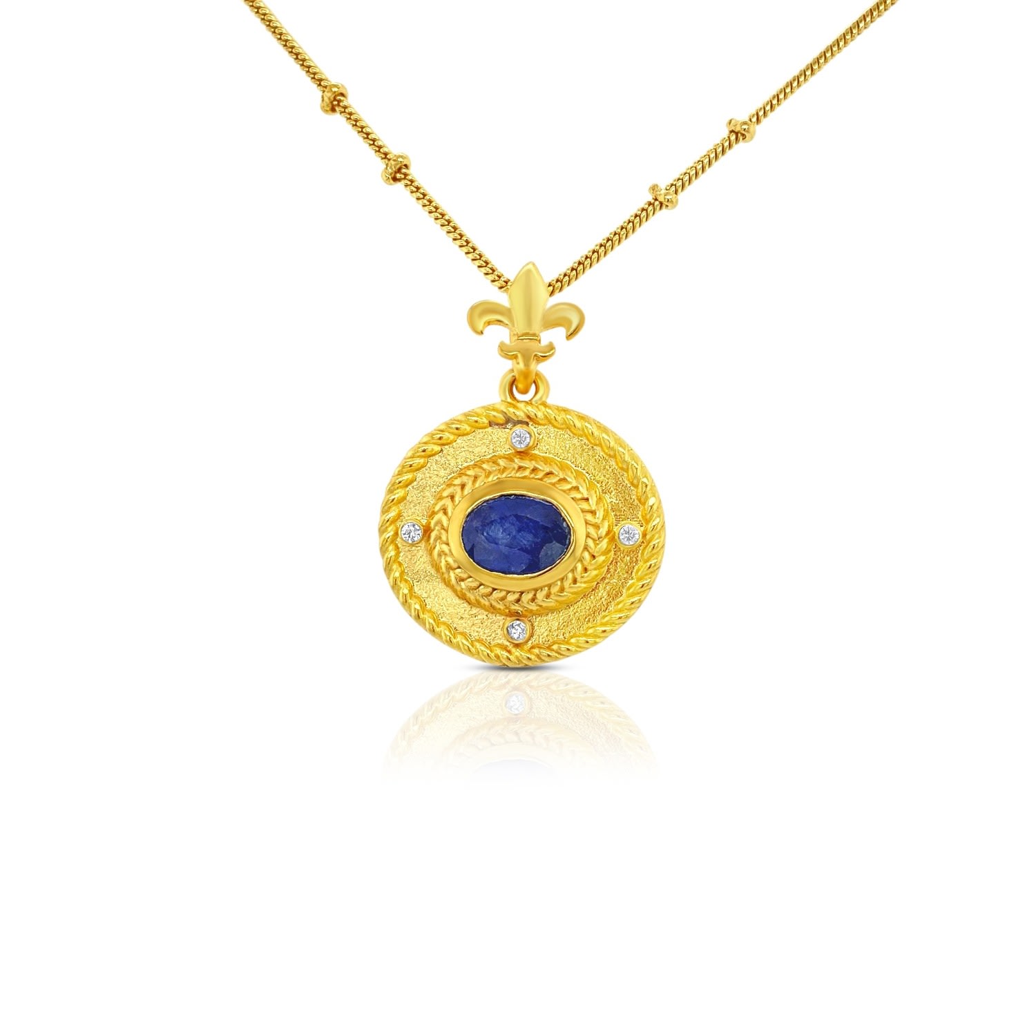 Gem Bazaar Jewellery Women's Blue Sapphire Birthstone Mythology Pendant In Blue