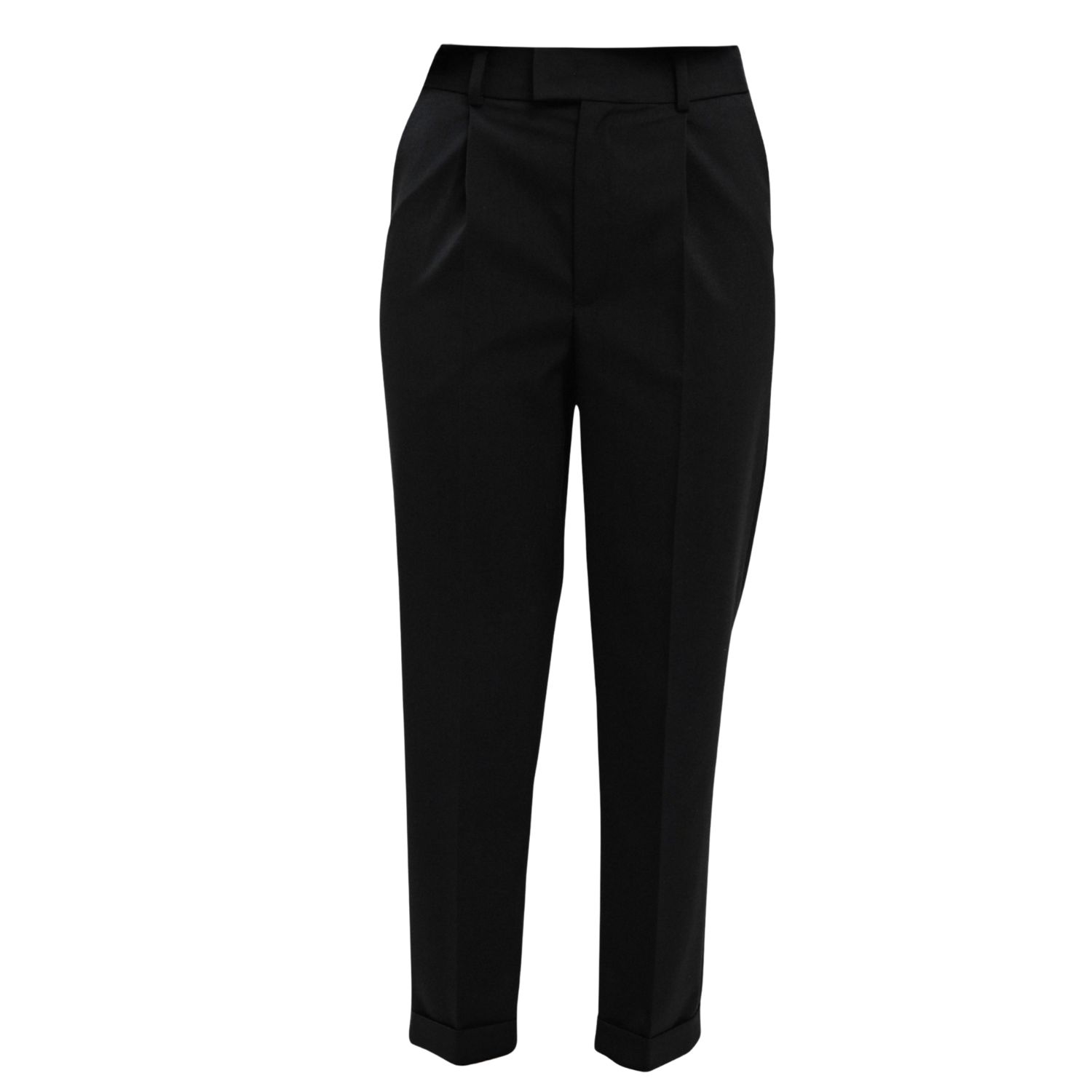 Inavati Women's Unisex Black Cropped Trousers With Turned-up Hems In Black