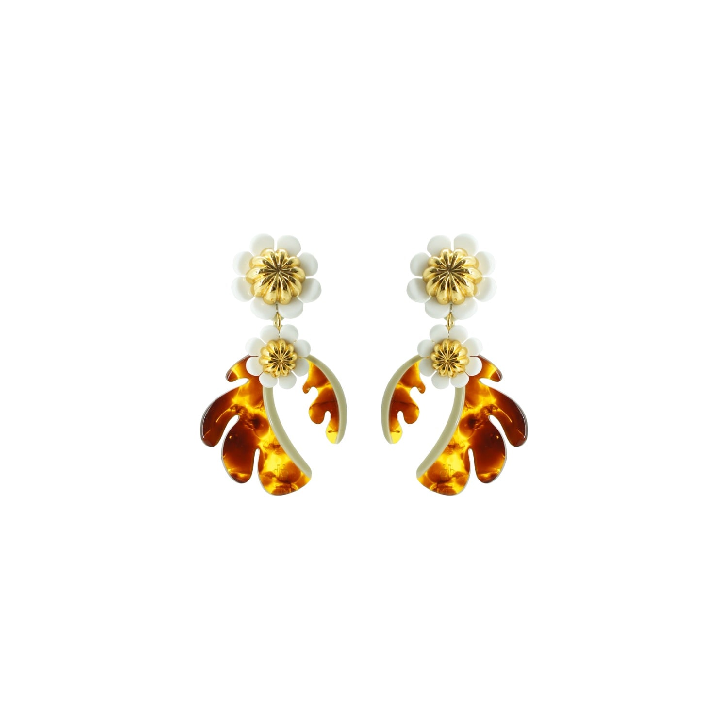 Gissa Bicalho Women's Brown / Neutrals Handmade Acrylic Earring Cosmos Flower Caramel In Multi