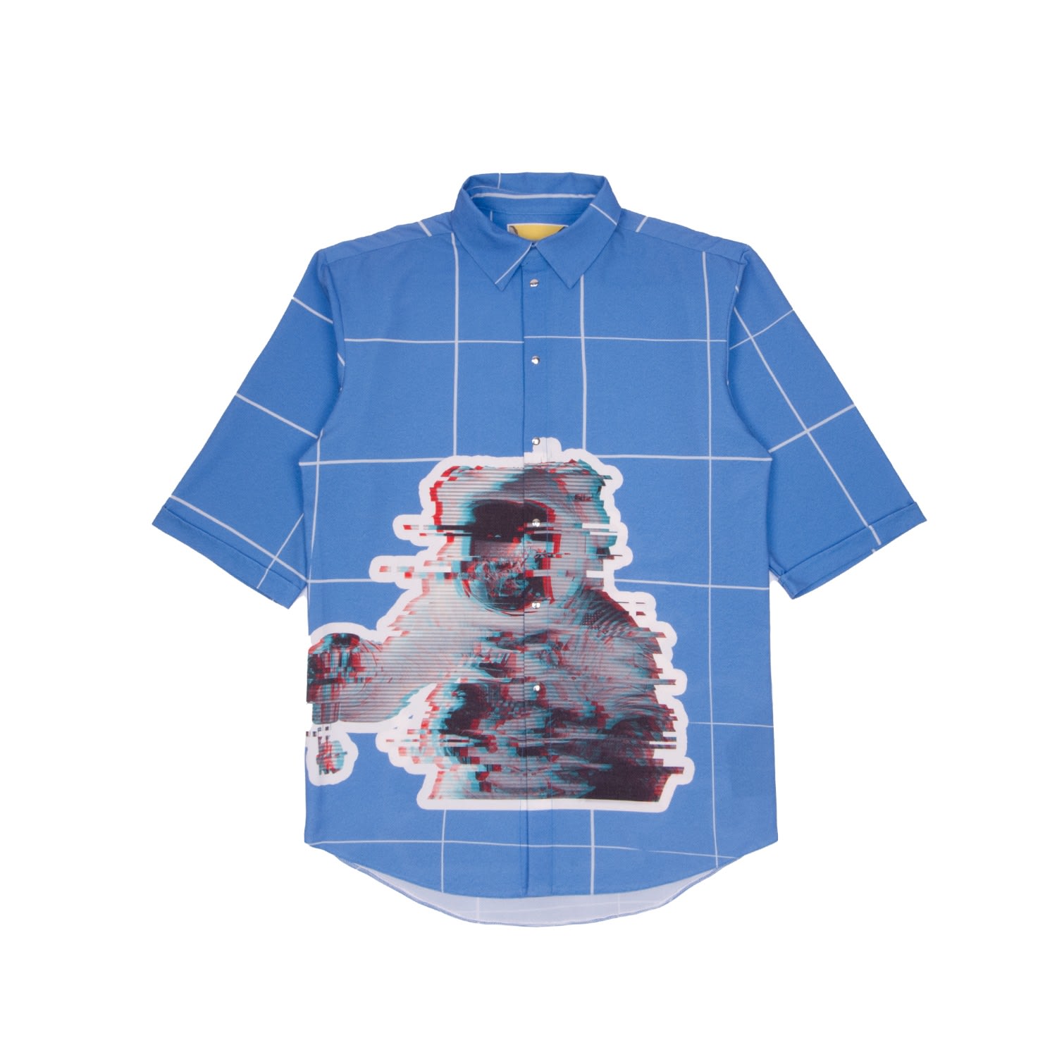 Men’s Blue / White / Grey Short Sleeve Shirt In Blue With Astronaut Print - Recycled Material Small Mysimplicated