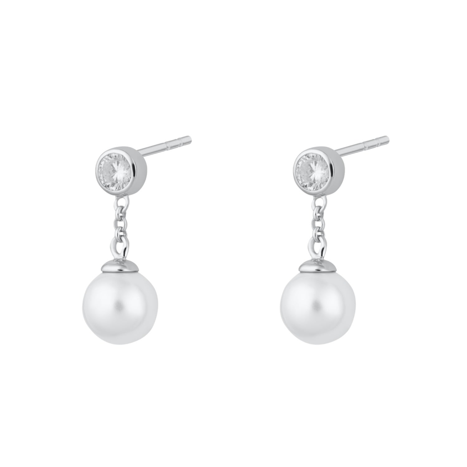 Scream Pretty Women's Silver Pearl Drop Stud Earrings In White