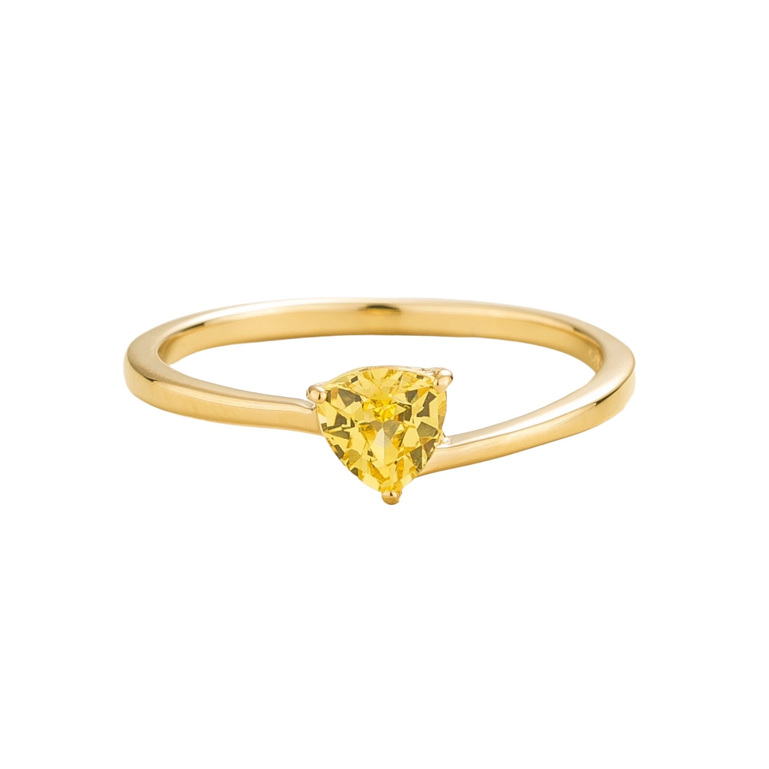 Juvetti Women's Yellow / Gold Trillion Ring In Yellow Sapphire Set In Gold In Gold