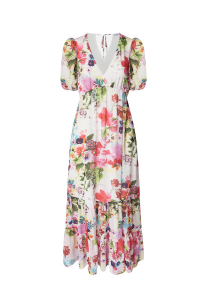 James Lakeland Women's V-neck Floral Midi Dress White In White