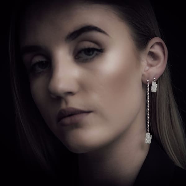 Cartergore Silver Lucky Cat Single Short Drop Earring In Drop