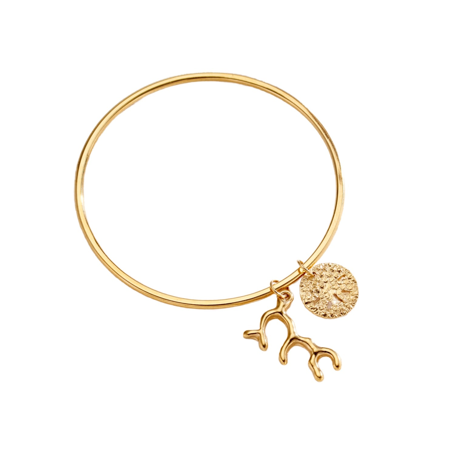 Posh Totty Designs Women's Yellow Gold Seashell Charm Bangle In Gold