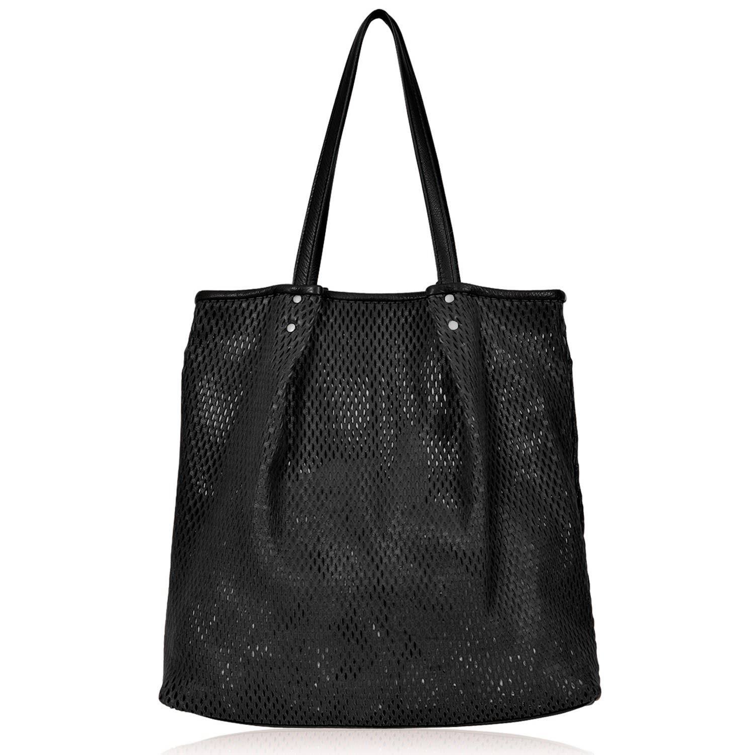 Women’s Leather Tote Black Lucy - Morgan Owen Barry